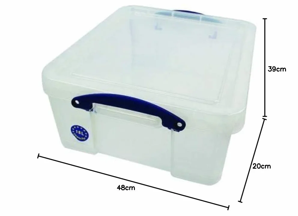 Really Useful Box 3 x 18 Liter - 480 x 390 x 200 mm - für 93 CDs / 44 DVDs - transparent