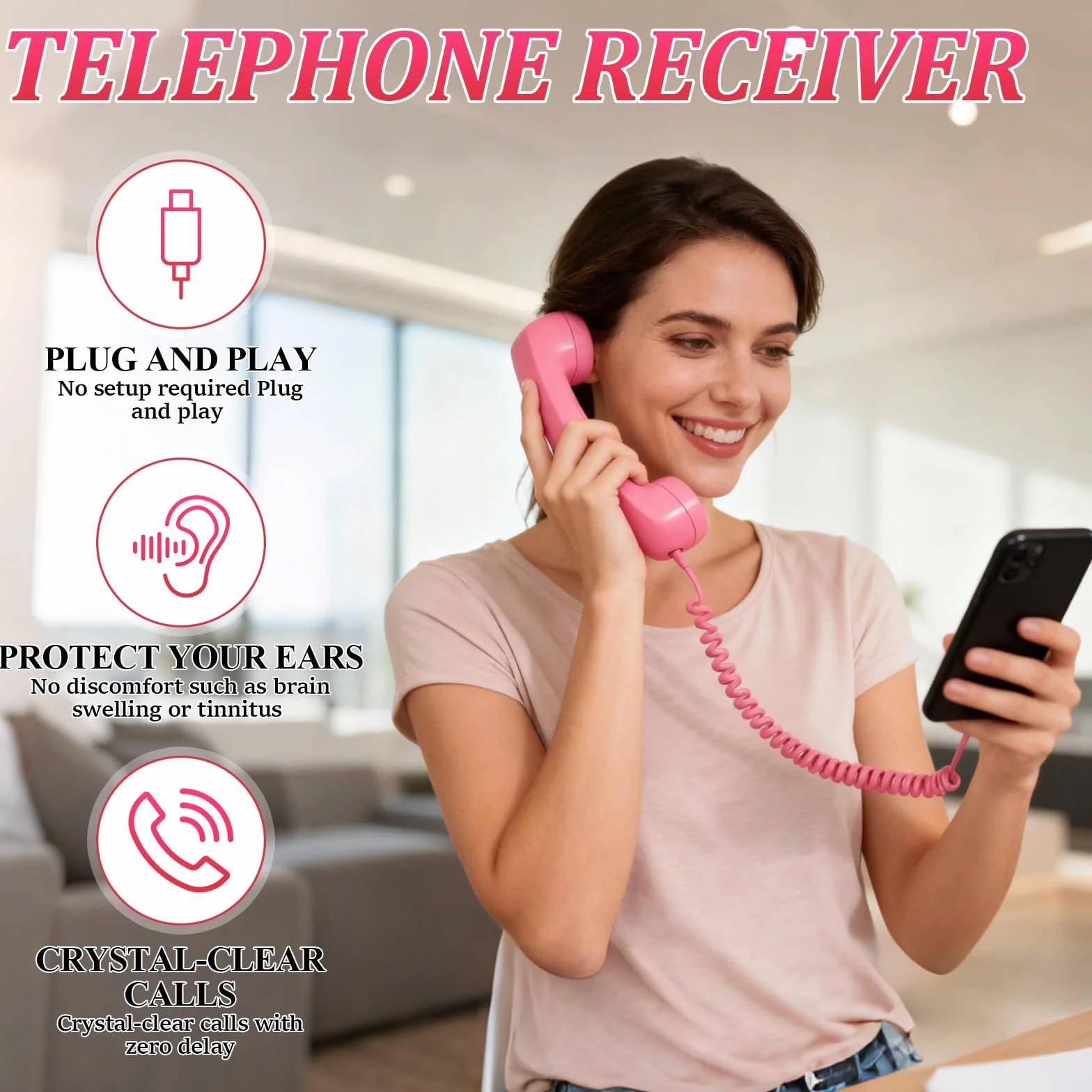 Słuchawka do telefonu retro, 2026 nowa słuchawka telefoniczna typu C w stylu retro, przewodowa, podłączana, ręczny odbiornik telefonu komórkowego z mikrofonem, odpowiednia do mobilnych konferencji