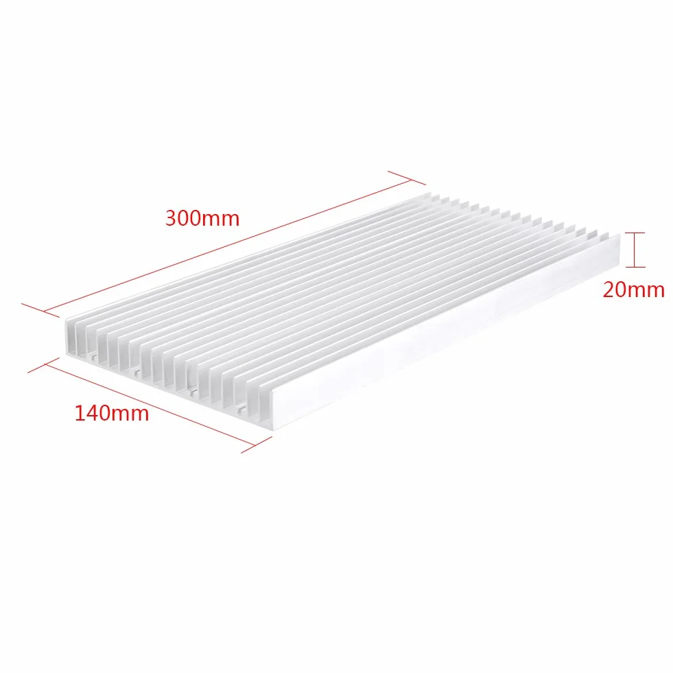 Aluminiowy radiator do lamp LED na 8 sztuk diod 3W lub 20 sztuk diod 1W, 300x140x20mm