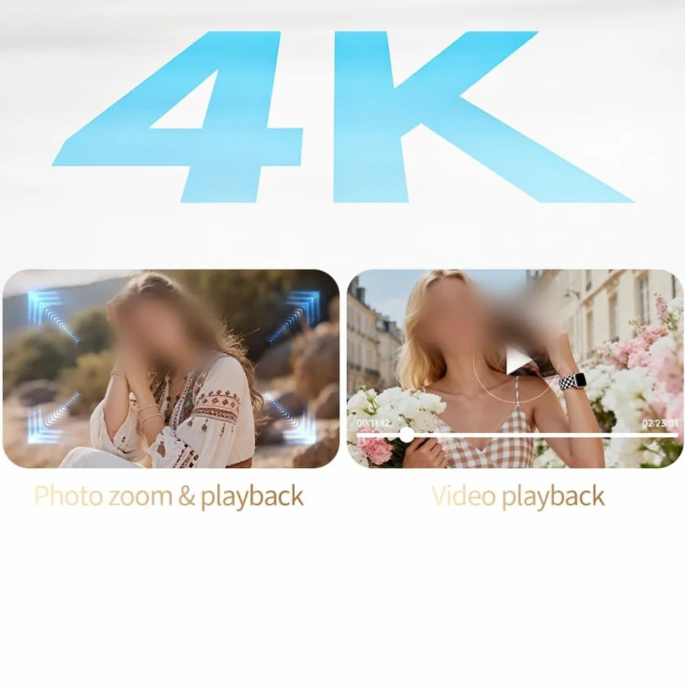 Aparat cyfrowy 4K 68 MP z 28-krotnym zoomem (tekstura Lychee) | i obracany o 180° ekran, podwójny obiektyw AF/MF do tworzenia treści, podróży i nagrywania wideo