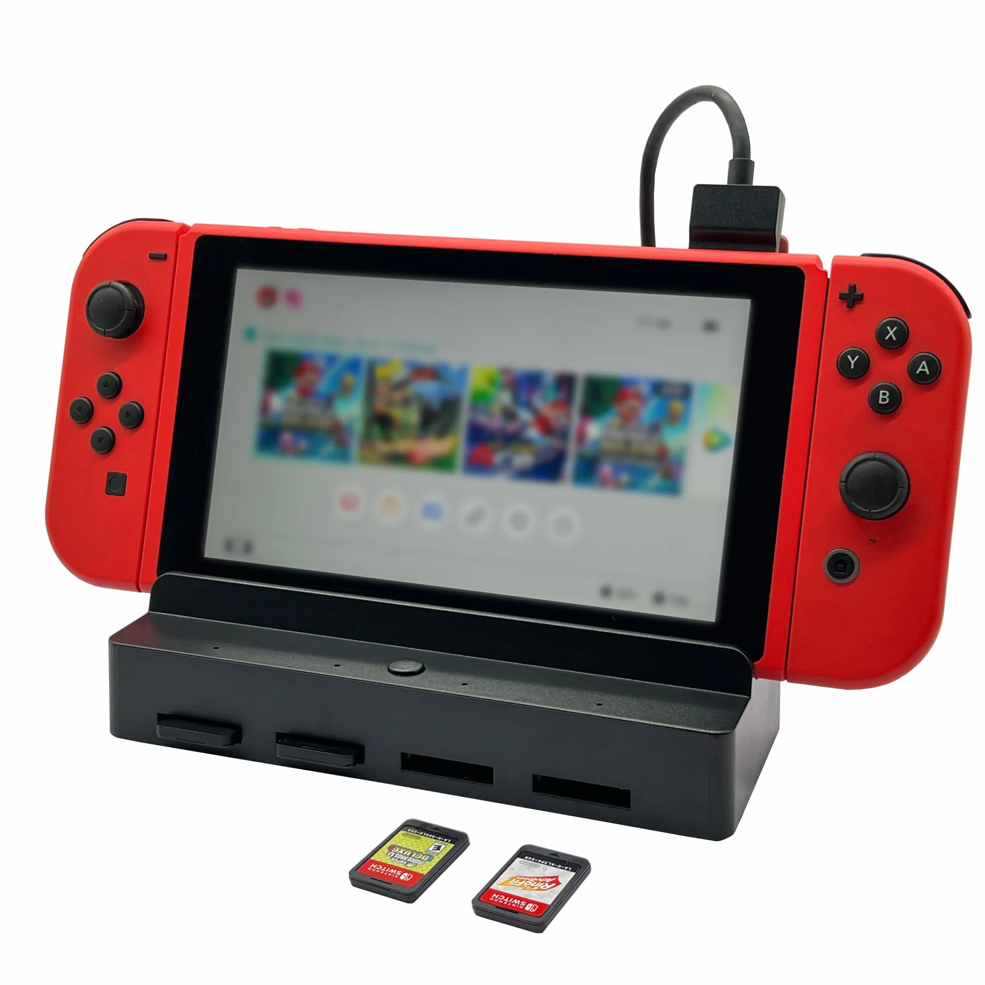 DOBEWINGDELOU czytnik kart do Switch/Switch OLED TV stacja ładująca DOBEWINGDELOU akcesoria uchwyt na karty do szybkiego przełączania PD Charing, 4K HDMI, port USB 3.0, wyświetlacz LED