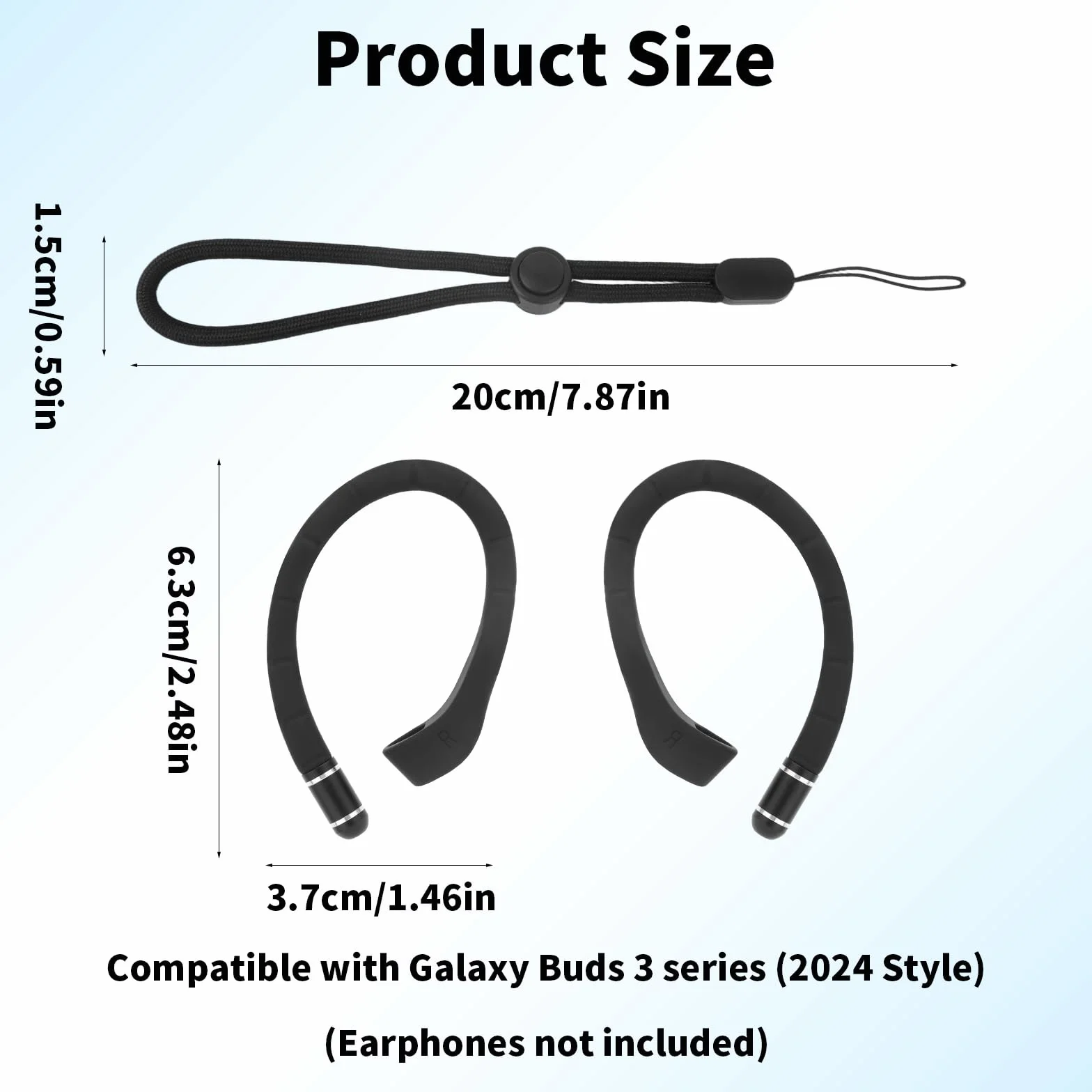 Zaczepy na Uszy Kompatybilne z Samsung Galaxy Buds 3 Pro i Galaxy Buds 3, Antypoślizgowe Zaczepy na Uszy do Słuchawek Dousznych ze Smyczą do Akcesoriów Sportowych i Fitness