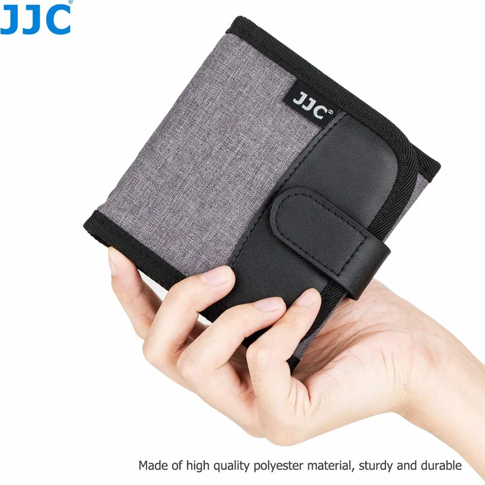 JJC Składane etui do przechowywania filtrów UV CPL ND do 82 mm (klamra do paska ze ściereczką do czyszczenia z mikrofibry, 3 kieszenie)