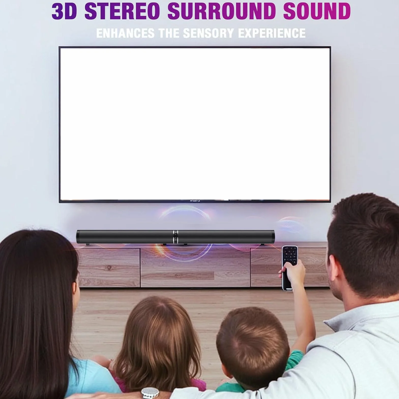 Tangxi Głośnik Telewizora, Głośnik Stereofoniczny Dźwięk Przestrzenny Bluetooth 3D o Mocy 100 W, 3 Tryby EQ Odłączany z Efektem Basowym 2 W 1 do Kina Domowego (wtyczka UE)