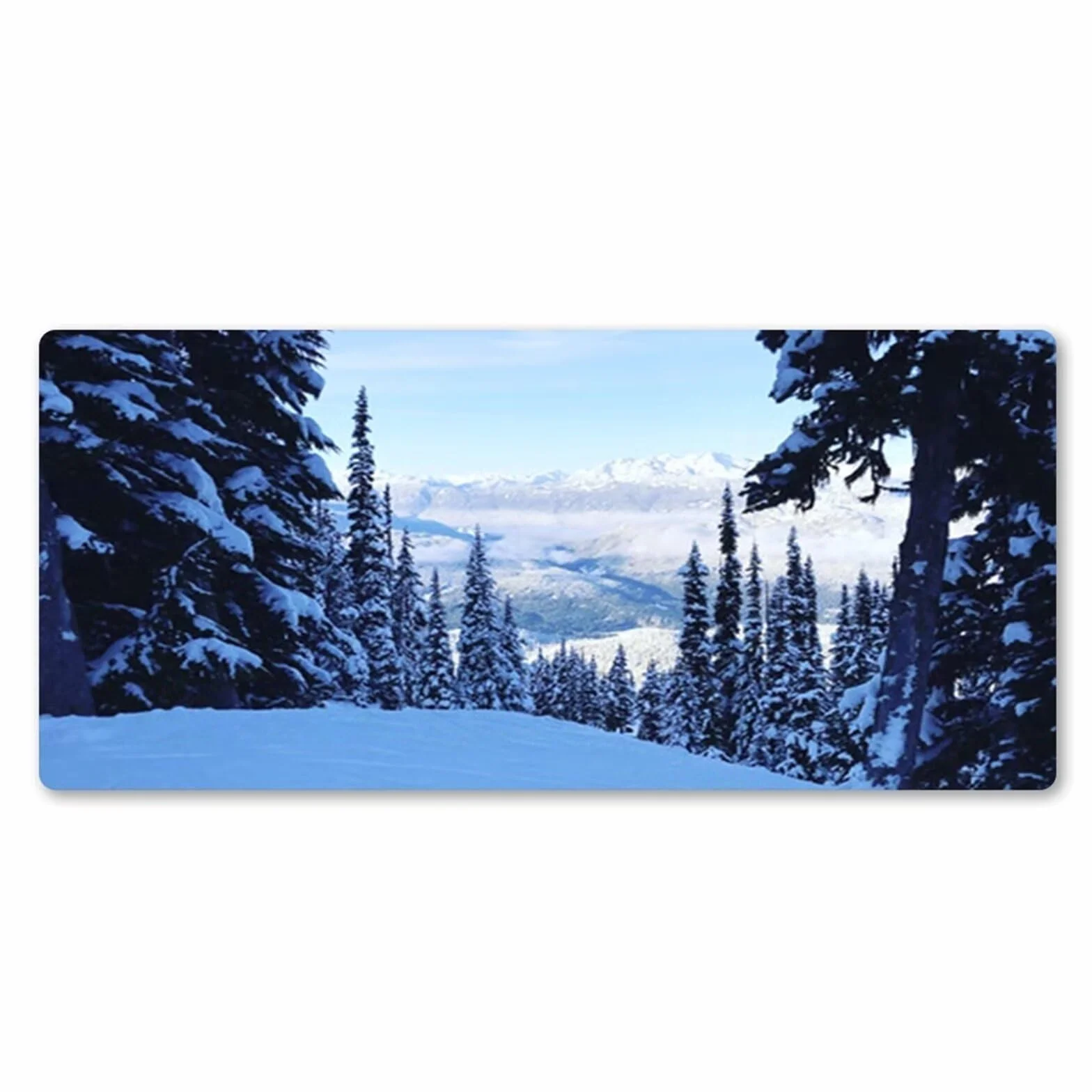 Podkładka pod mysz do gier, 1000 x 500 x 3 mm, duża podkładka pod mysz, las, śnieg, scena pod mysz, XXL, antypoślizgowa gumowa podkładka pod mysz, podkładka na biurko, do laptopa, do gier,