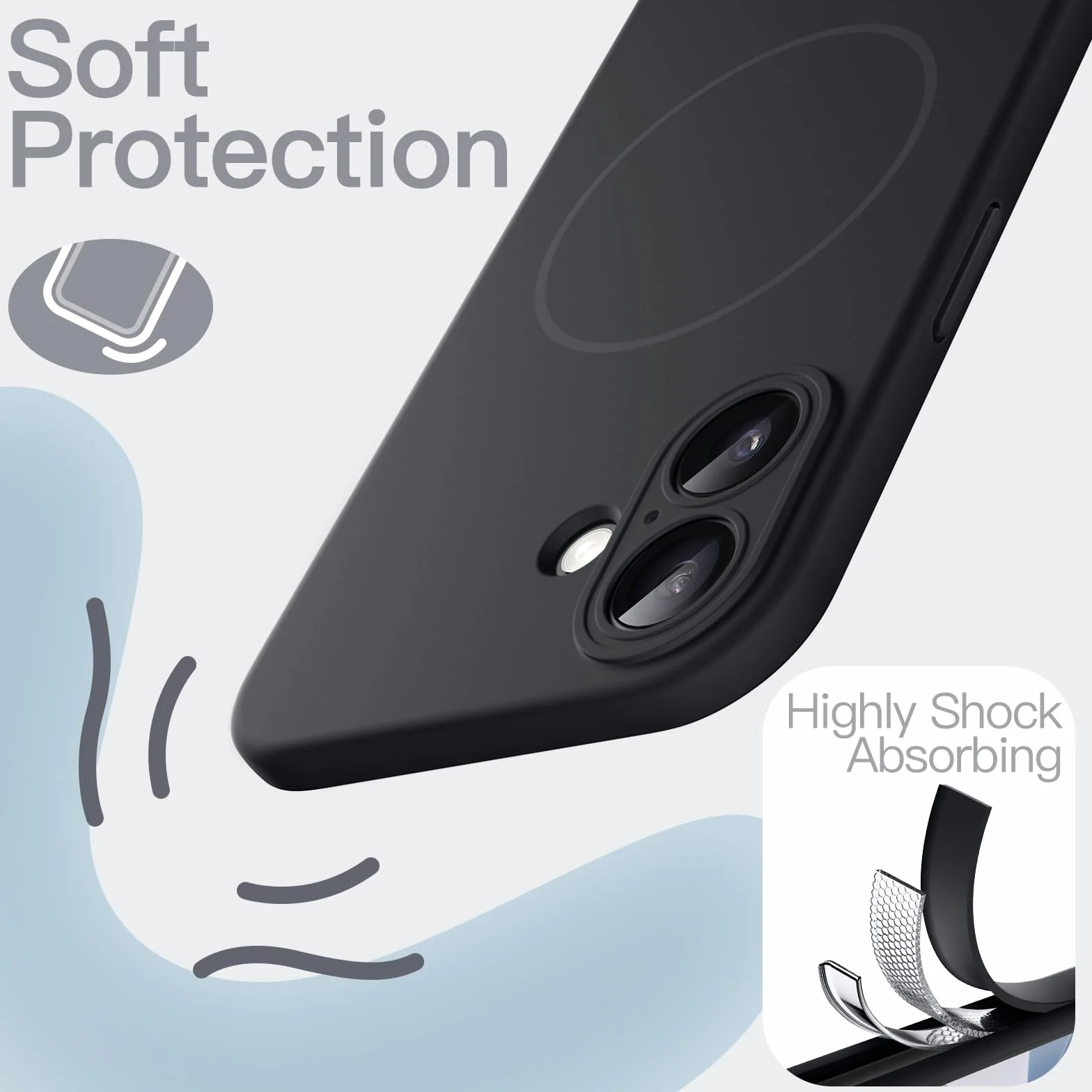 JETech Etui iPhone 17 6,3 Cala MagSafe Silikonowe Czarny