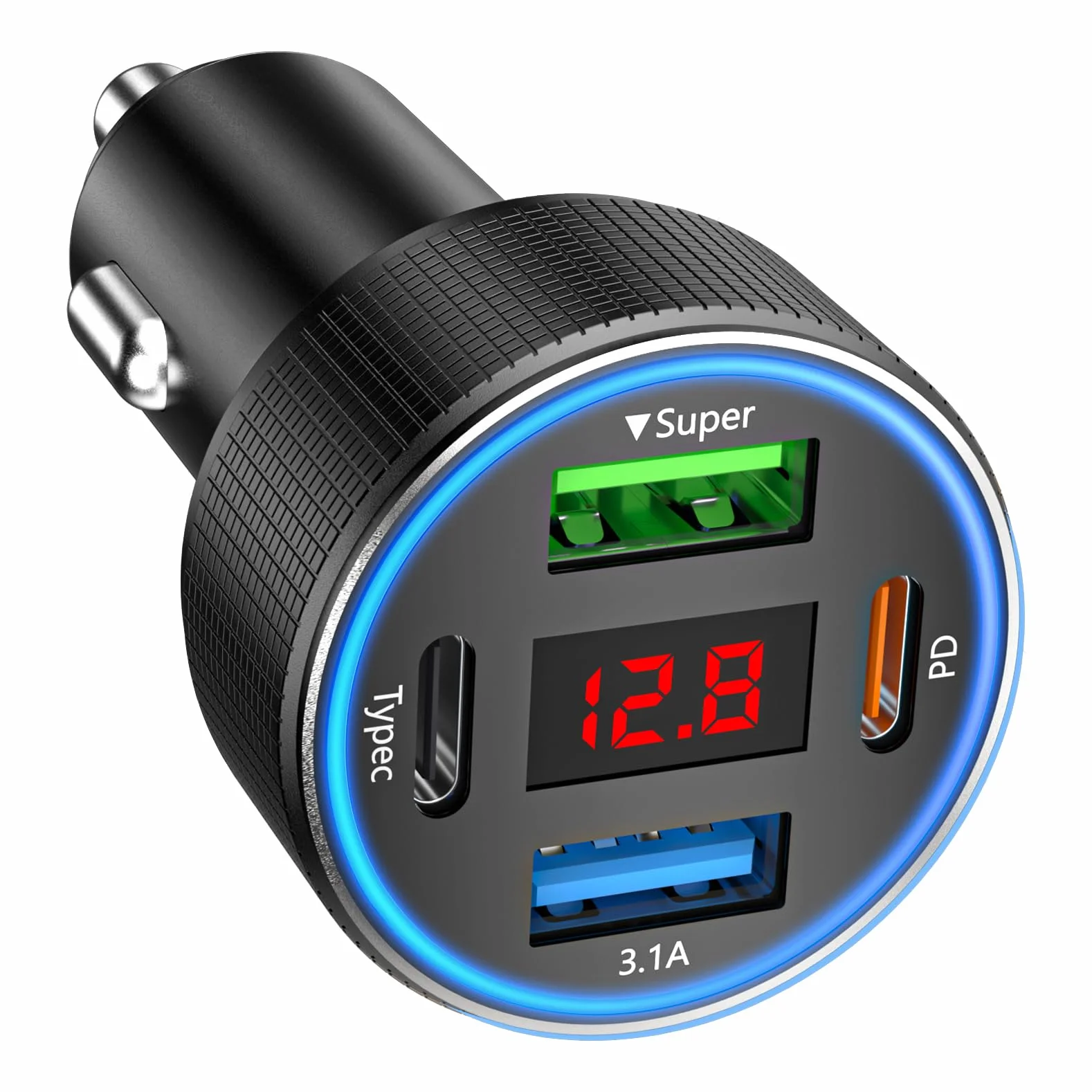 Ładowarka samochodowa USB C, 78W 4-portowy adapter ładowarki samochodowej, szybkie ładowanie ładowarki telefonicznej, podwójny adapter USB C dla iPhone 16 15 14 13 12, iPad, Samsung Glaxy, Android