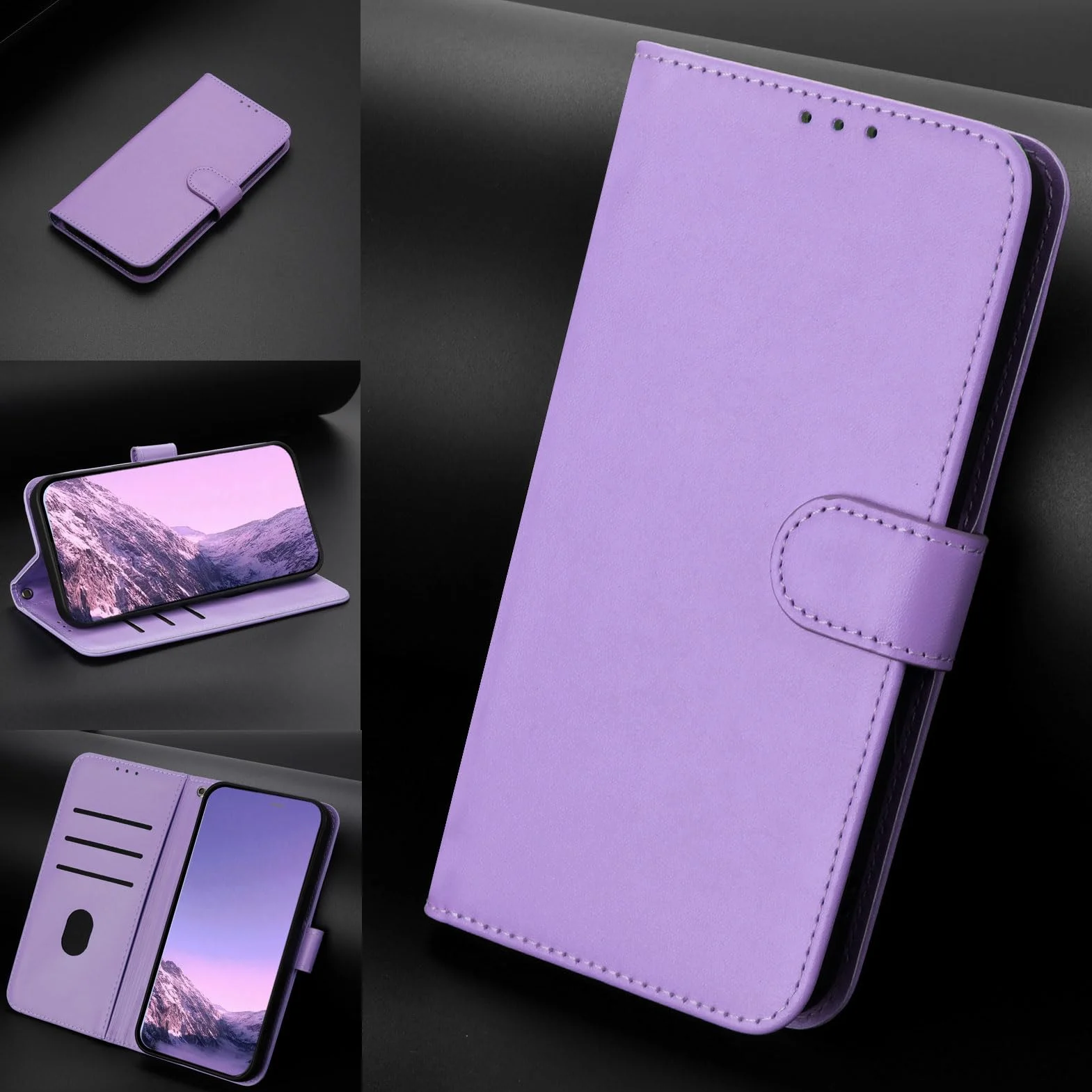 Etui na iPhone'a 11, wysokiej jakości etui ze skóry PU [przegródki na karty] portfel etui ochronne, odporne na wstrząsy etui na telefon iPhone 11 (lawenda)