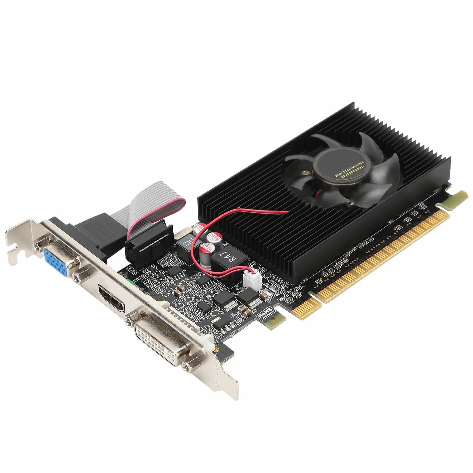 GT730 2 GB Pojedynczy Wentylator DVI HDMI VGA Karta Graficzna do Gier, 64 Bity, DDR3, 810 MHz, PCI Express 2.0, Karta Graficzna o Niskim Poziomie Hałasu do Komputerów Stacjonarnych