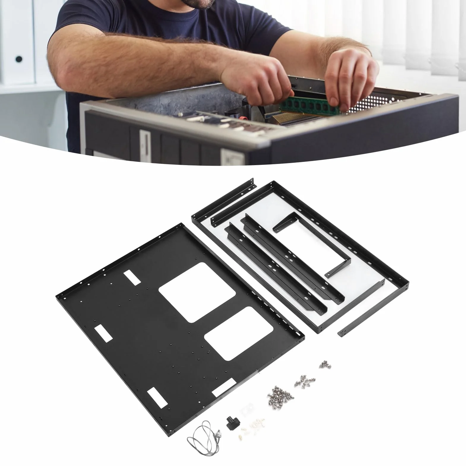 Sxhlseller ATX Open Chassis Box Rack, Mocne Chłodzenie Przyjmuje X79 X99 Dual DIY Kanały Montaż Gry Gry PC PC Otwórz Ramy dla Eatx
