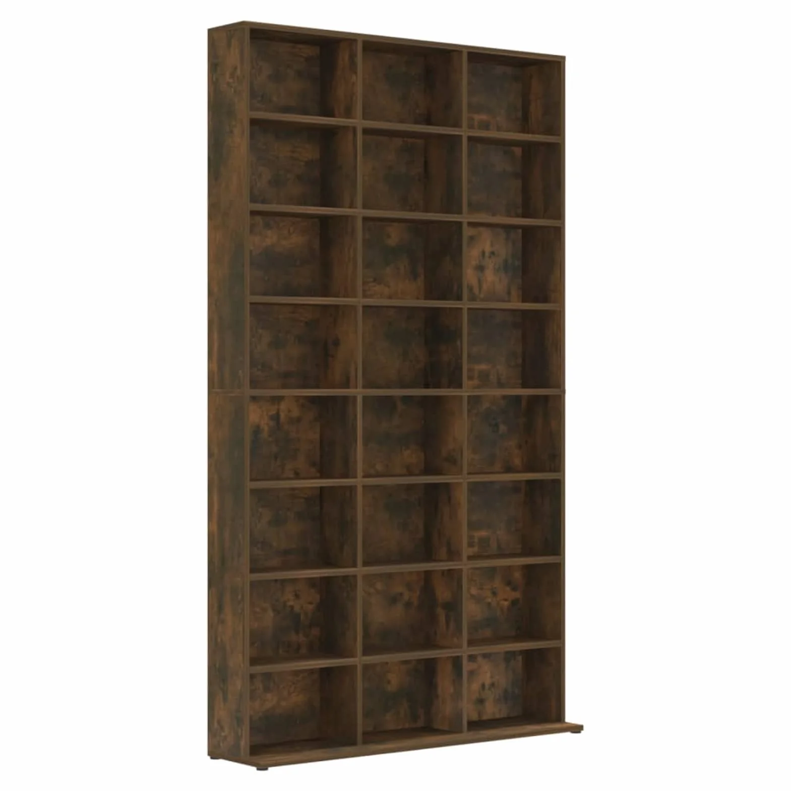 Szafka na płyty CD z drewna wędzonego, 102 x 23 x 177,5 cm, drewno wielowarstwowe, regał modułowy, klasyczna szafka na płyty CD, regulowane przegródki drewniane