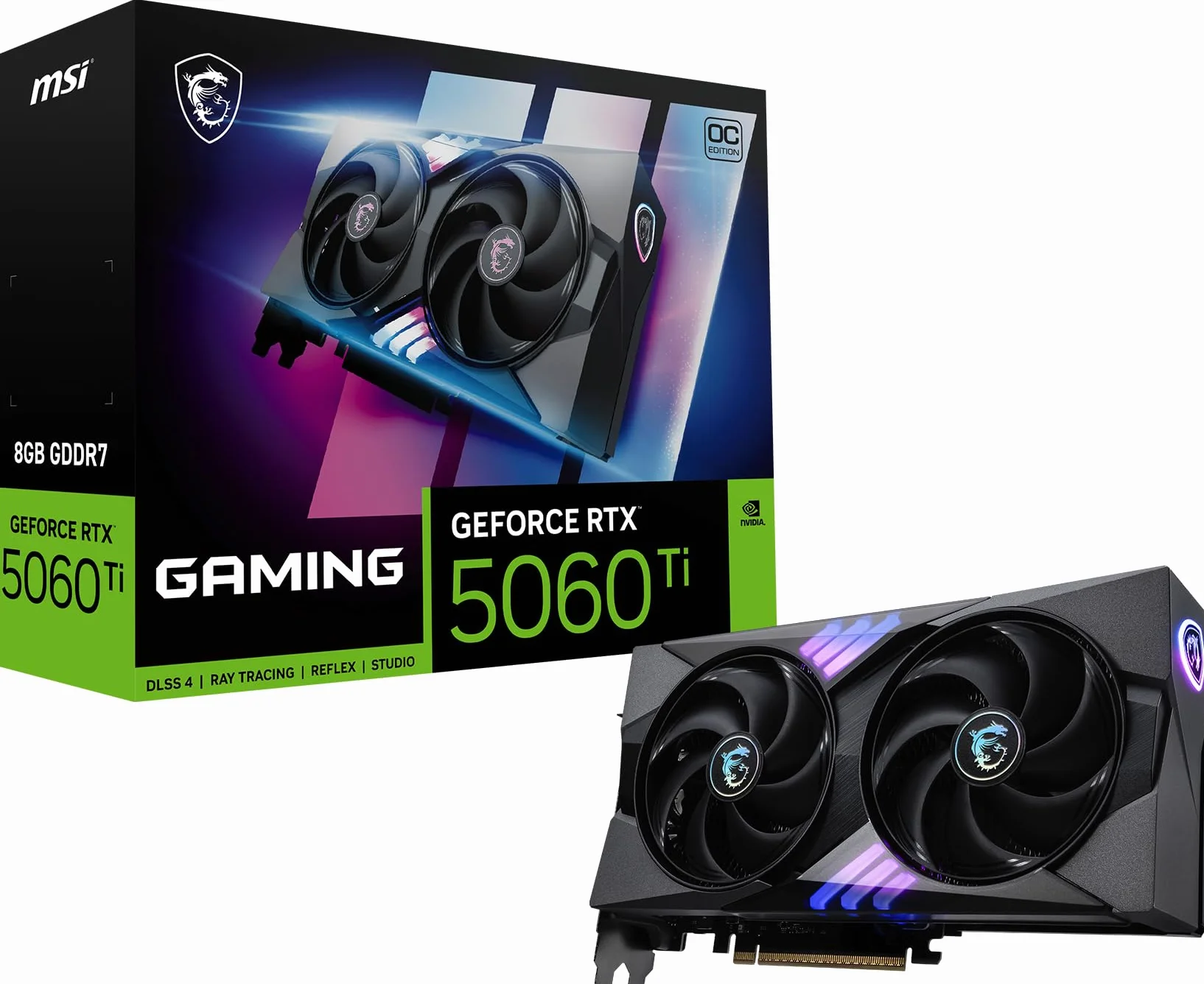 MSI Gamingowa karta graficzna RTX 5060 Ti 8G Gaming OC (8 GB GDDR7, TBA-bit, ekstremalna wydajność: TBA MHz, DisplayPort x3 2.1a, HDMI 2.1b, NVIDIA Blackwell Architecture)