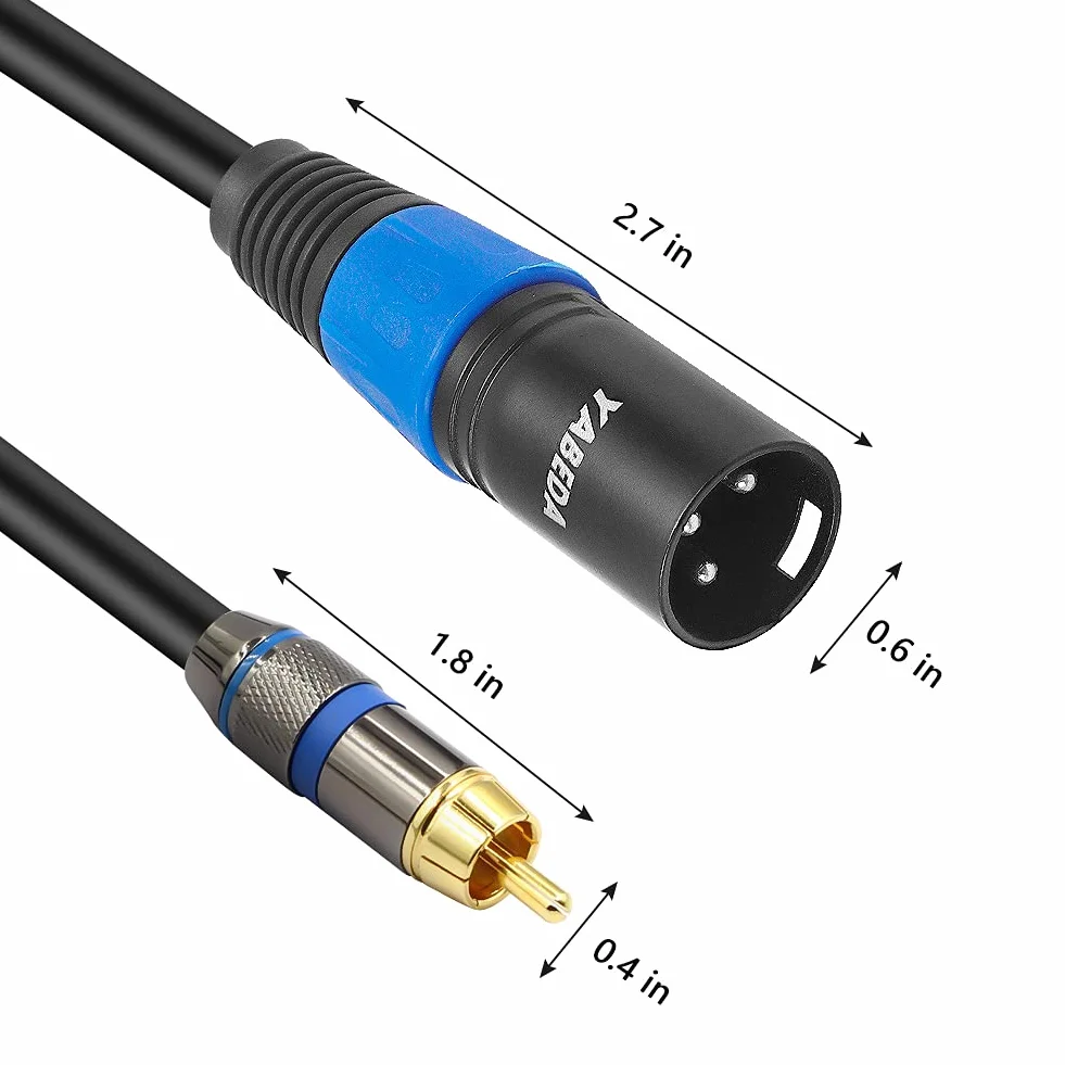 YABEDA Kabel RCA na XLR, wytrzymały podwójny RCA męski na podwójny XLR męski HiFi stereo połączenie audio mikrofon kabel połączeniowy - 3 stopy