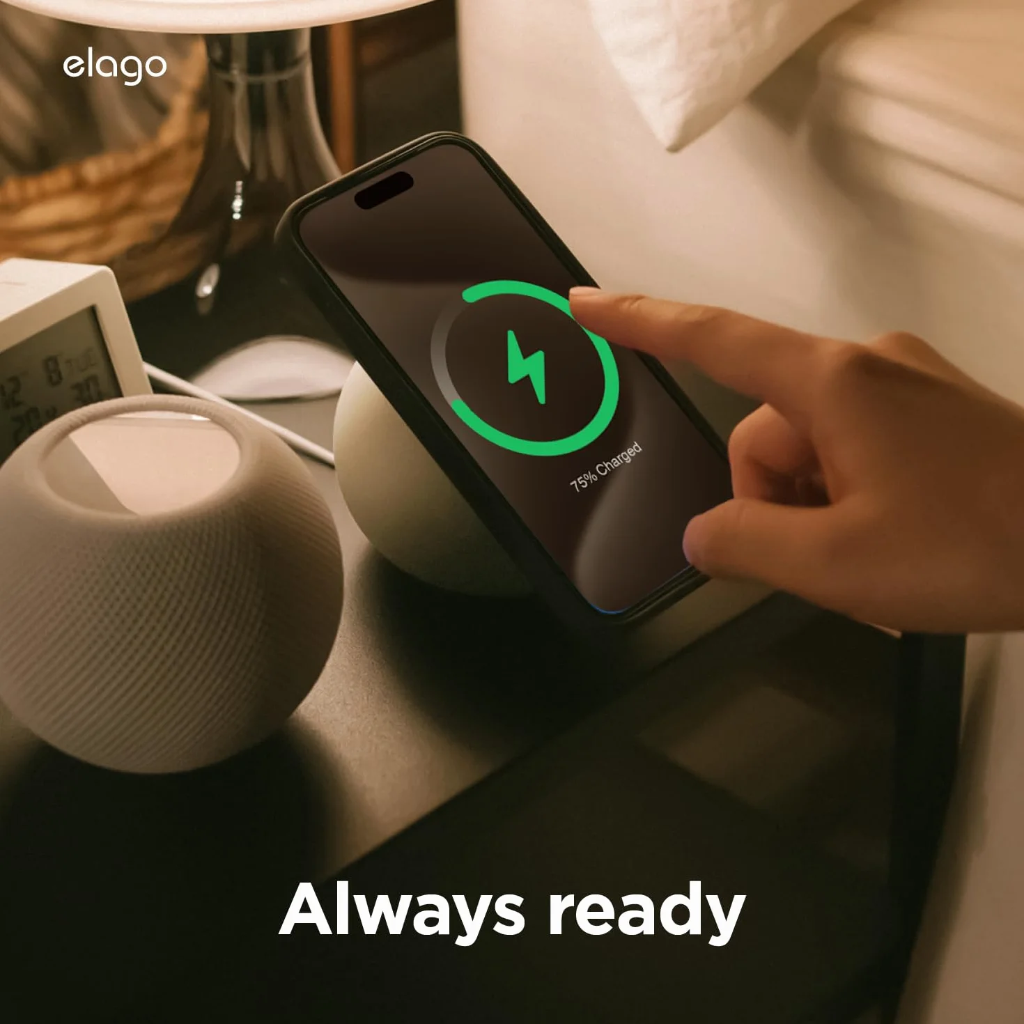 elago Stojak do Ładowania MS2 do Ładowarki MagSafe | Silikonowa Podstawka Klasy Premium, Brak Ładowarki Bezprzewodowej, Tryb Gotowości iOS (Kamienny Szary)