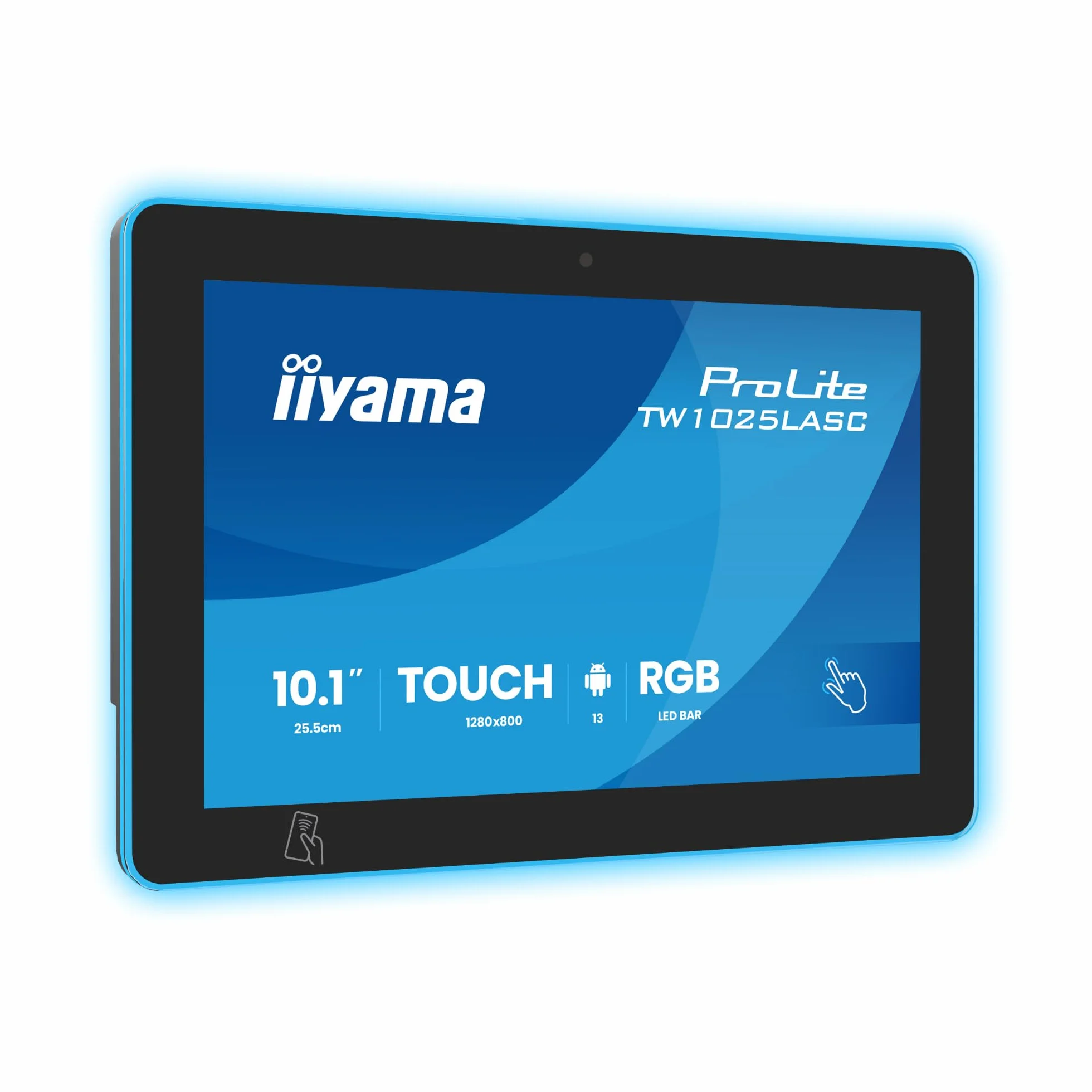 iiyama Prolite TW1025LASC-B3PNR monitor LED IPS 25,5 cm 10,1" WXGA 10-punktowy pojemnościowy multitouch wyjście audio USB3.2/2.0/mini LAN PoE Android WiFi Bluetooth NFC/RFID Kamera internetowa