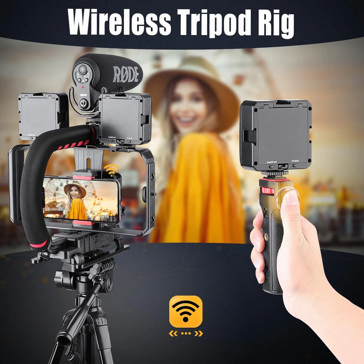Zeadio Ręczny stabilizator wideo ze smartfonem klatka wideo, potrójny uchwyt zimnego buta kompatybilny ze wszystkimi kamerami akcji DSLR Smartphone