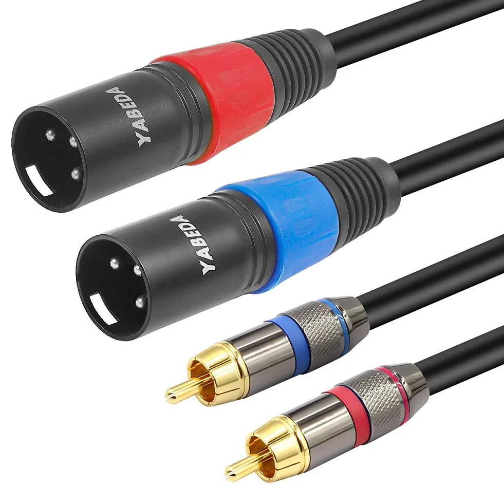 YABEDA Kabel RCA na XLR, wytrzymały podwójny RCA męski na podwójny XLR męski HiFi stereo połączenie audio mikrofon kabel połączeniowy - 3 stopy