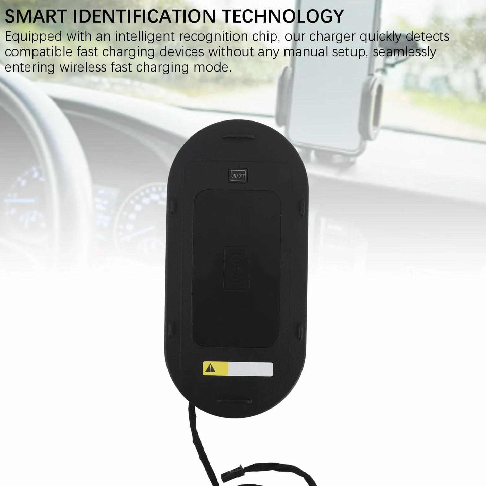 Keenso Szybka Bezprzewodowa ładowarka Samochodowa 15 W, Inteligentny Układ Rozpoznający z funkcją Automatycznego Zatrzymywania ładowania dla Smartfonów, Bezprzewodowa Podkładka