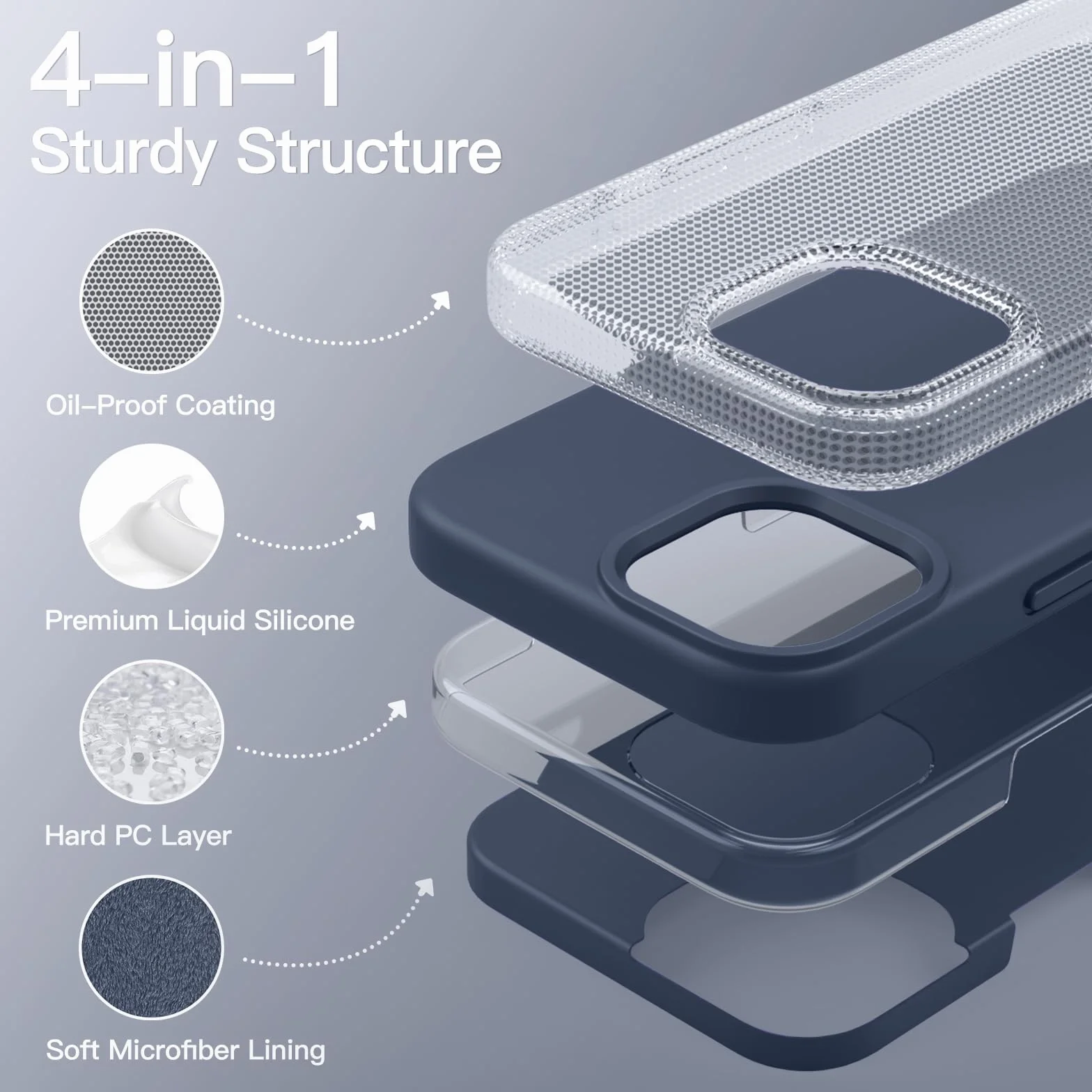 JETech Silikonowe Etui dla iPhone 15 6,1 Cala, Jedwabisty Miękki w Dotyku Futerał Ochronny na Całe Ciało, Odporny na Wstrząsy Case (Sztormowy Błękit)