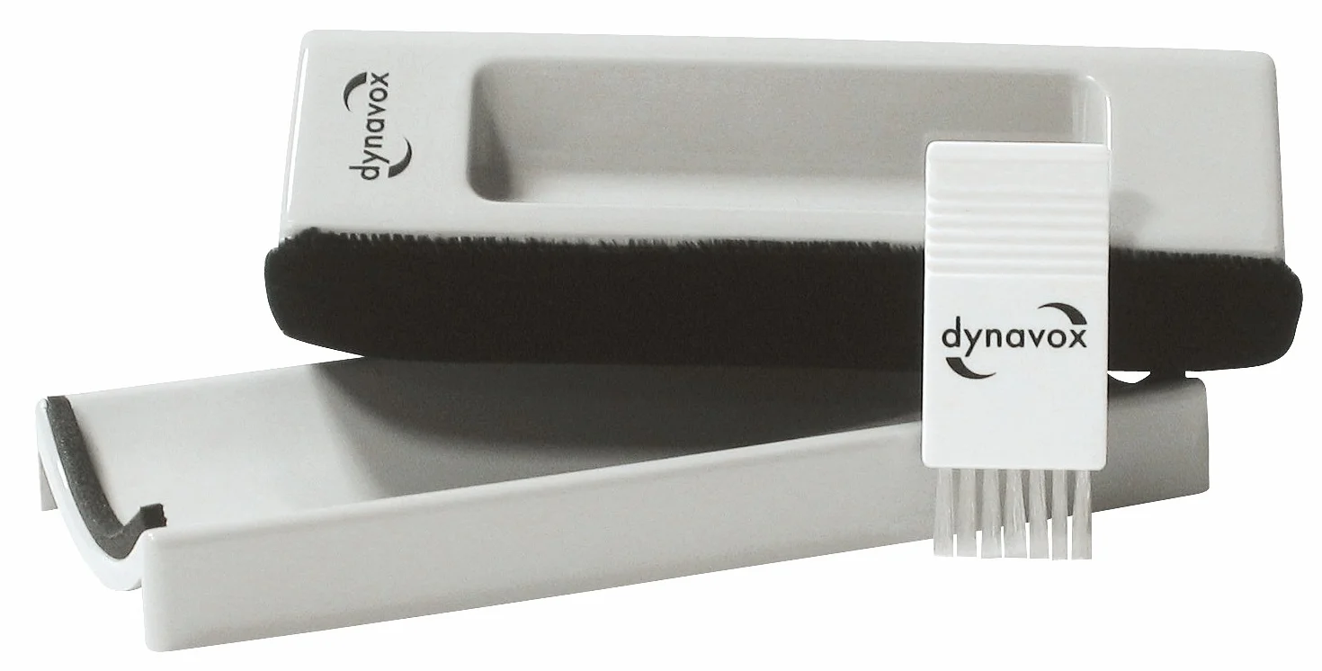 Dynavox Aksamitny środek czyszczący do czyszczenia płyt gramofonowych z aksamitną wyściółką, w zestawie szczotka nylonowa, szary