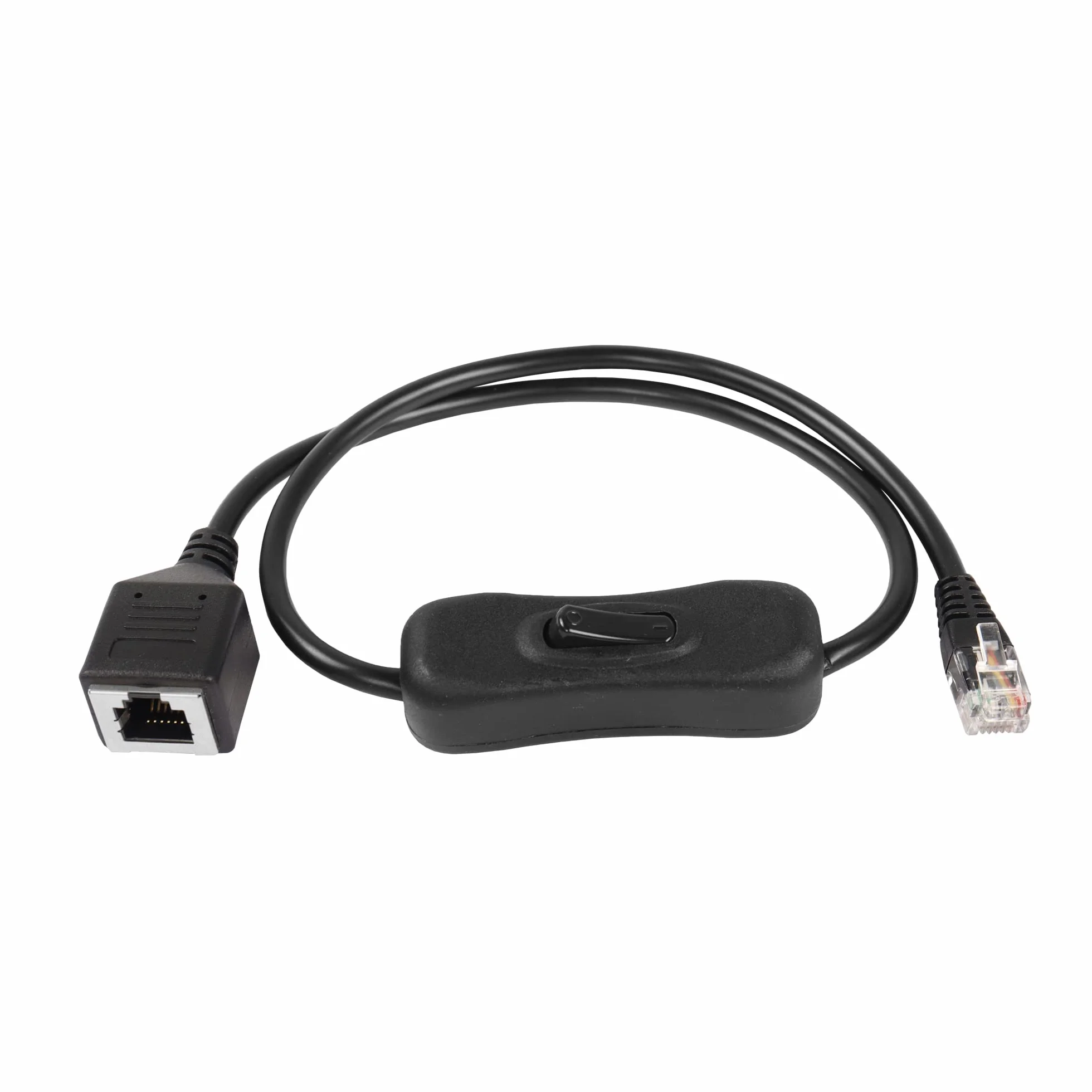 RJ12 Przewód telefoniczny włącznik/wyłącznik, wtyczka 6P6C, wtyczka do gniazda, telefon stacjonarny, kabel telefoniczny z odłącznikiem, czarny, 50 cm