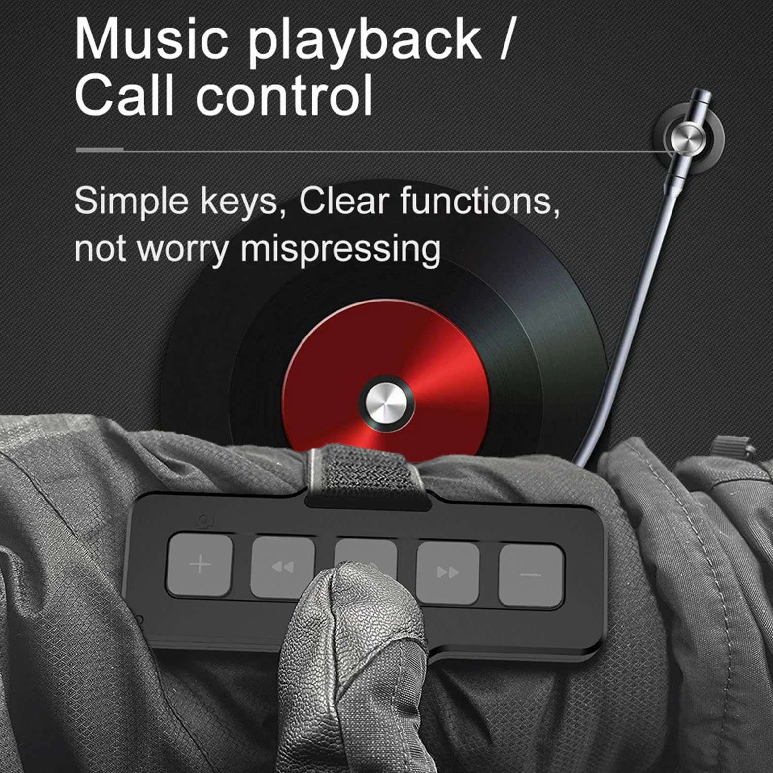 Przycisk Multimedialny Bluetooth do Samochodu, Pilot Audio do Telefonów z Systemem IOS i Android, Duże Przyciski, Wodoodporność IPX4, Asystent Siri, Odbieranie Połączeń,