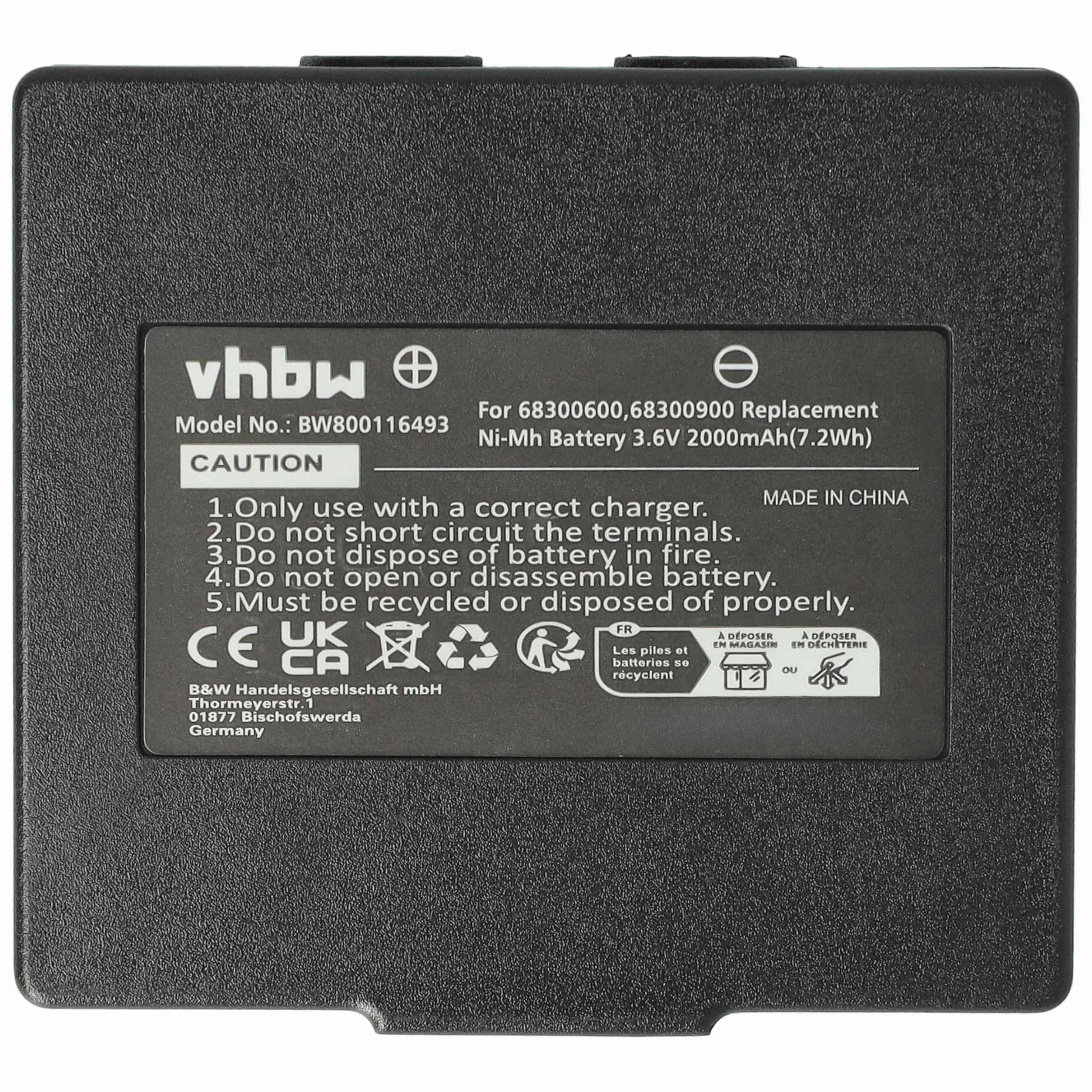 vhbw Bateria 5 X kompatybilna z Hetronic Harris P7370, P5470, P7300, P7350 przemysłowy pilot zdalnego sterowania operatora (2000 mAh, 3,6 V, NiMH)