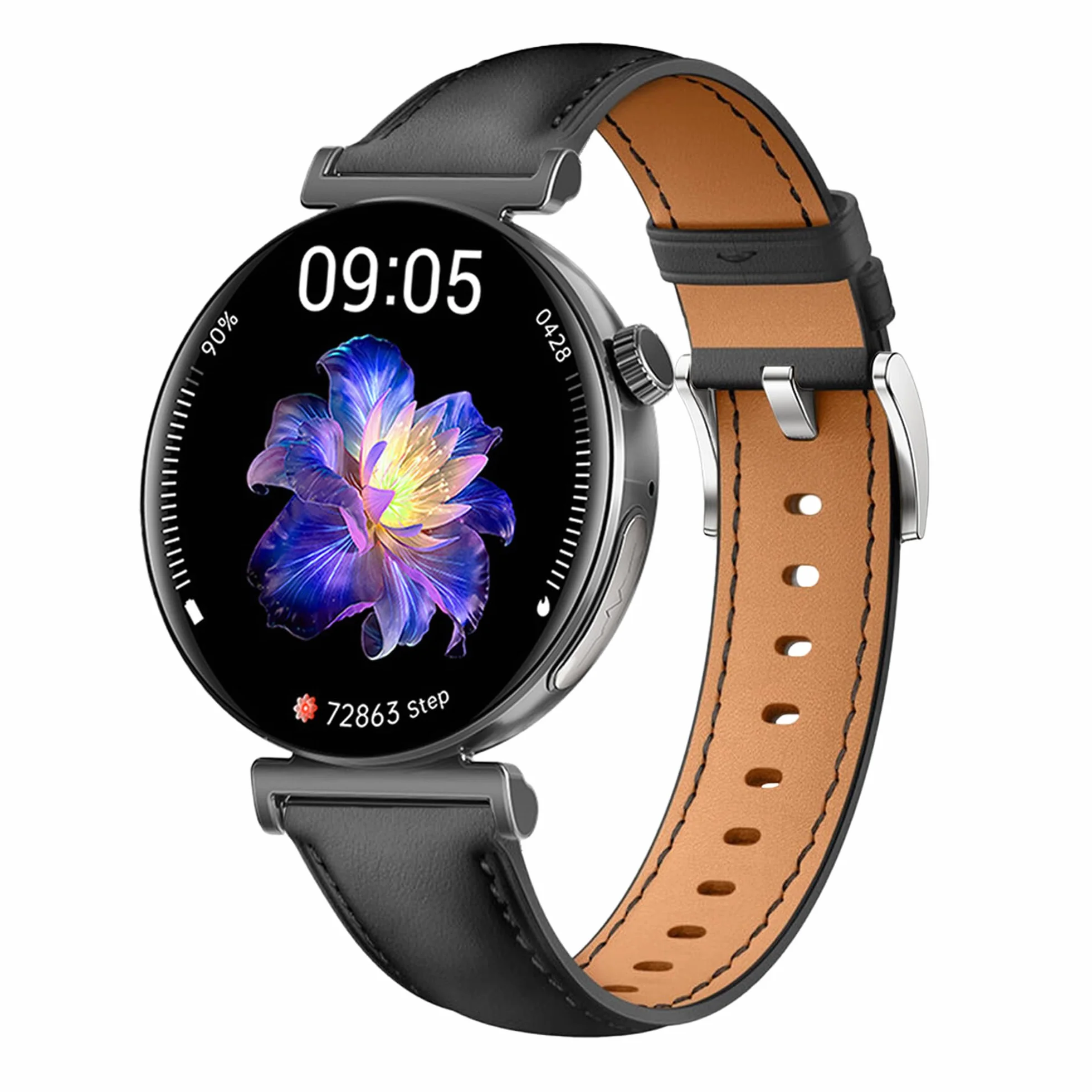 Knauermann PRO 3 Mini (2024) czarny – zegarek zdrowotny z funkcją telefonii – EKG + funkcja HRV i SOS, wyświetlacz AMOLED, BT Bluetooth, bezdech senny, edycja 1, 14-24, okrągły