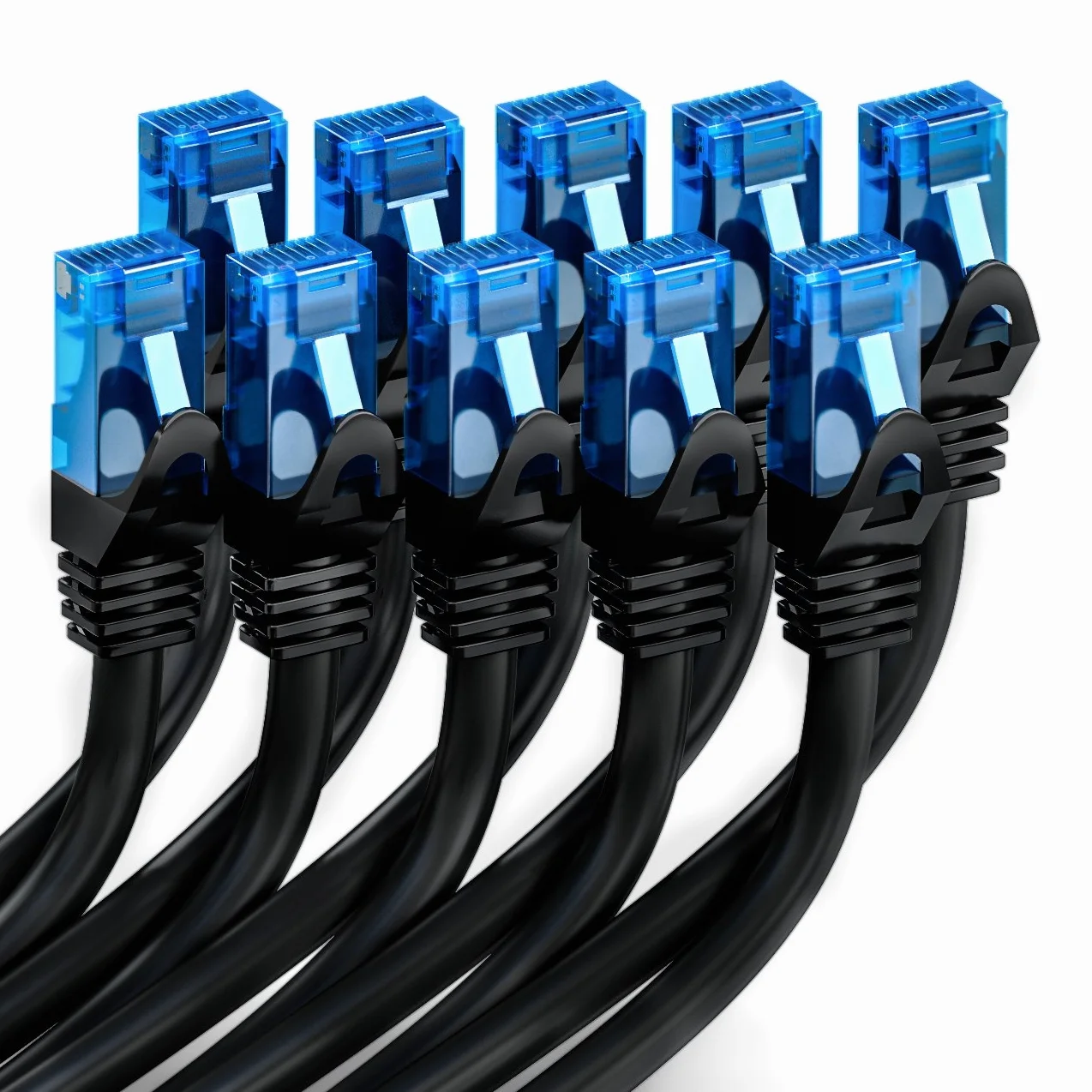 deleyCON CAT6 Kabel Sieciowy Zestaw 10x 0,5m U-UTP RJ45 LAN Ethernet Czarny
