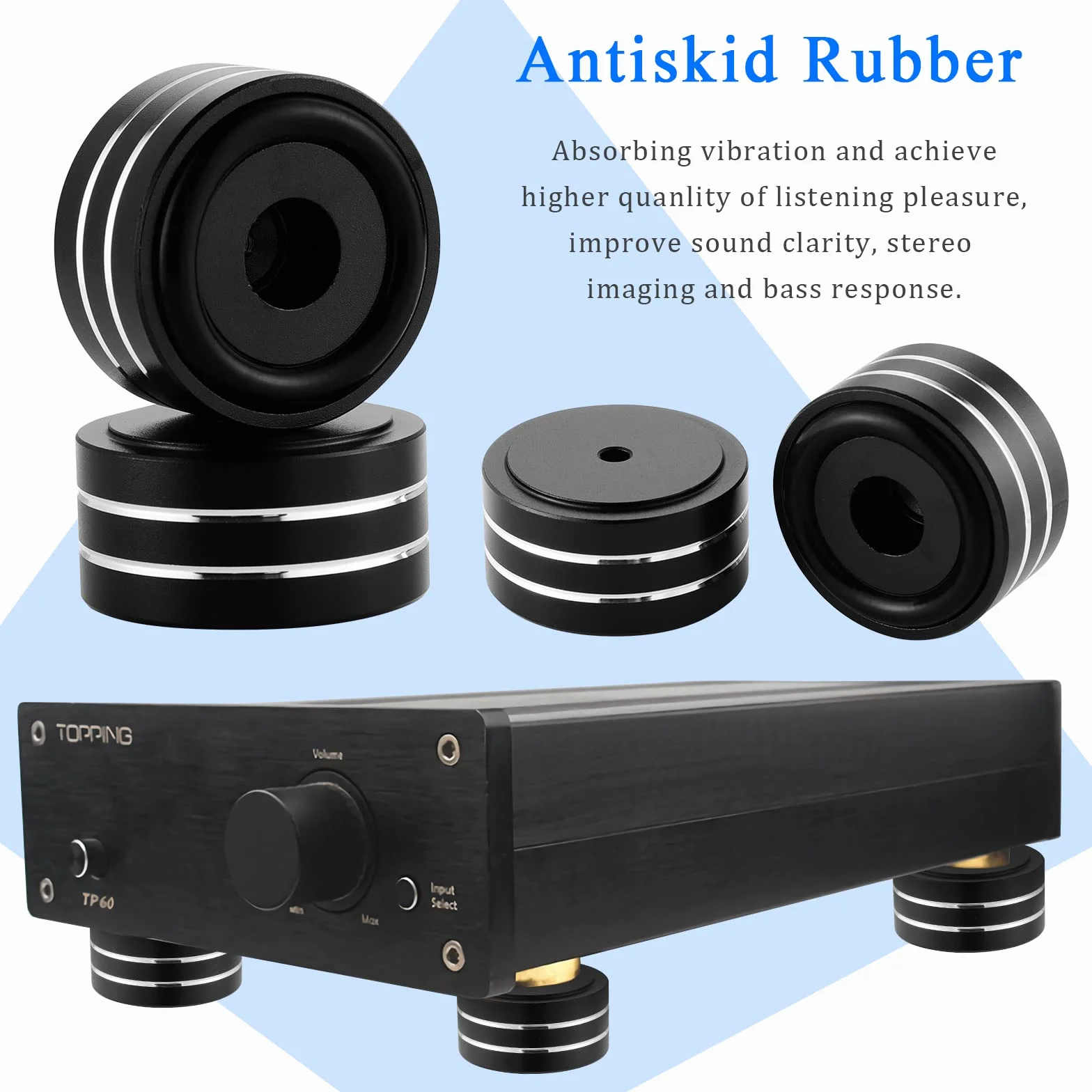 4 szt. izolacyjne nóżki głośnikowe zderzaki, aluminiowy stojak izolacyjny głośnika HiFi AMP, do kina domowego, elektroniki, sprzętu audio