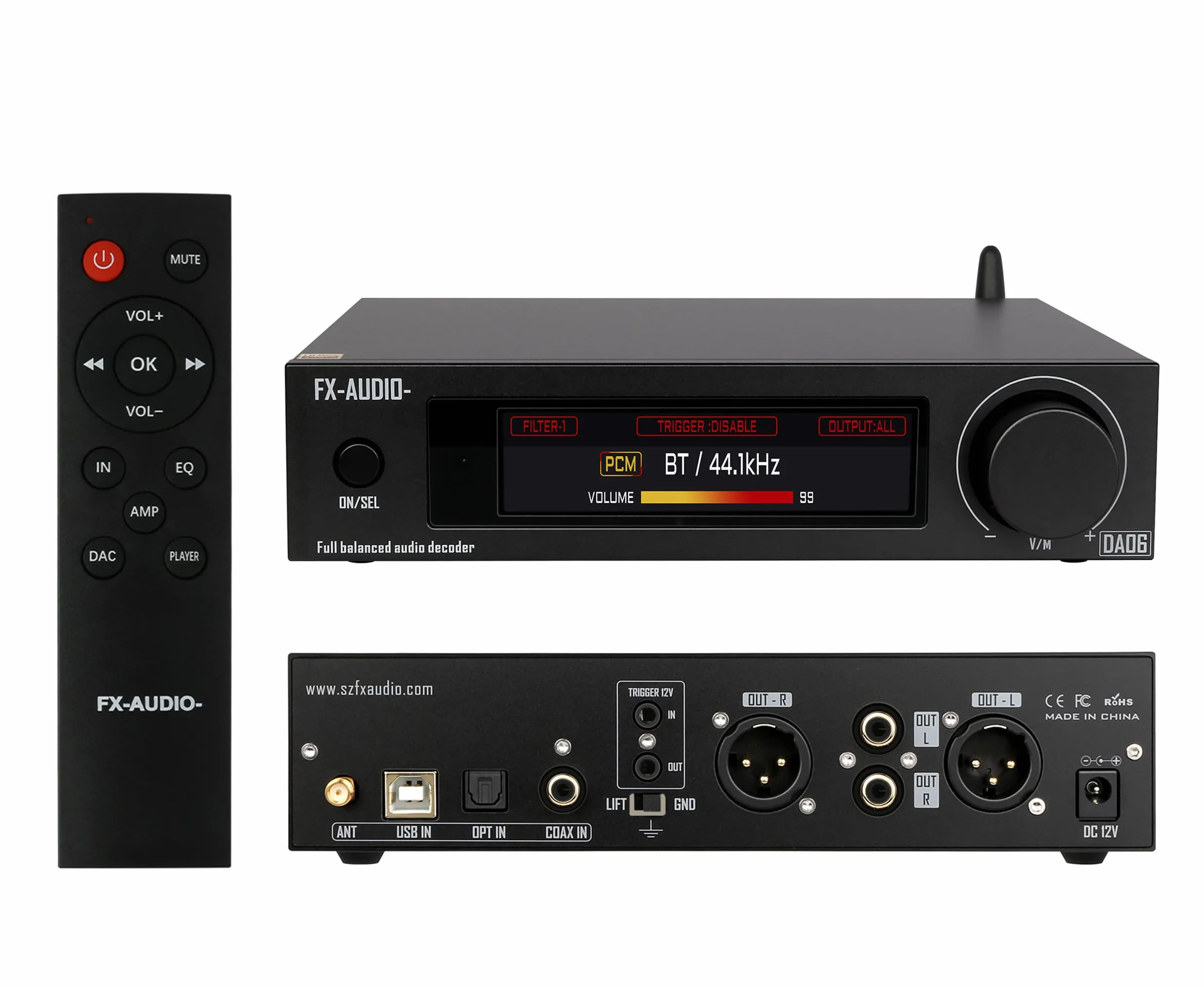 FX-AUDIO- DA06 MQA dekoder audio z pełnym rozszerzeniem podwójny AKM4493SEQ XU316 768 kHz/32-bitowy DSD512 Hi-Res True Balanced DAC z pilotem zdalnego sterowania