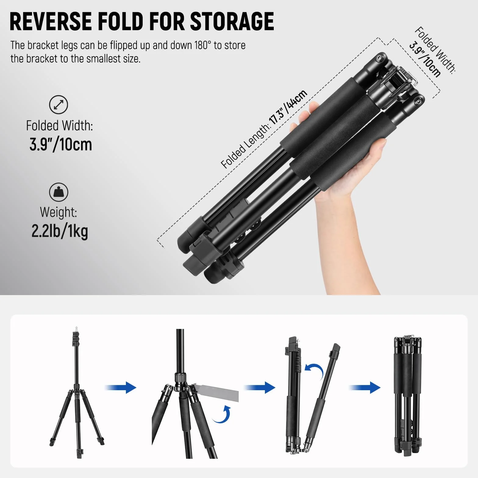 NEEWER Stojak na oświetlenie fotograficzne, 47-195 cm aluminiowy dwustronny statyw oświetleniowy studyjny, przenośny stojak wideo na telefon ze śrubą 1/10.2 cm do aparatu stroboskopowego Softbox,