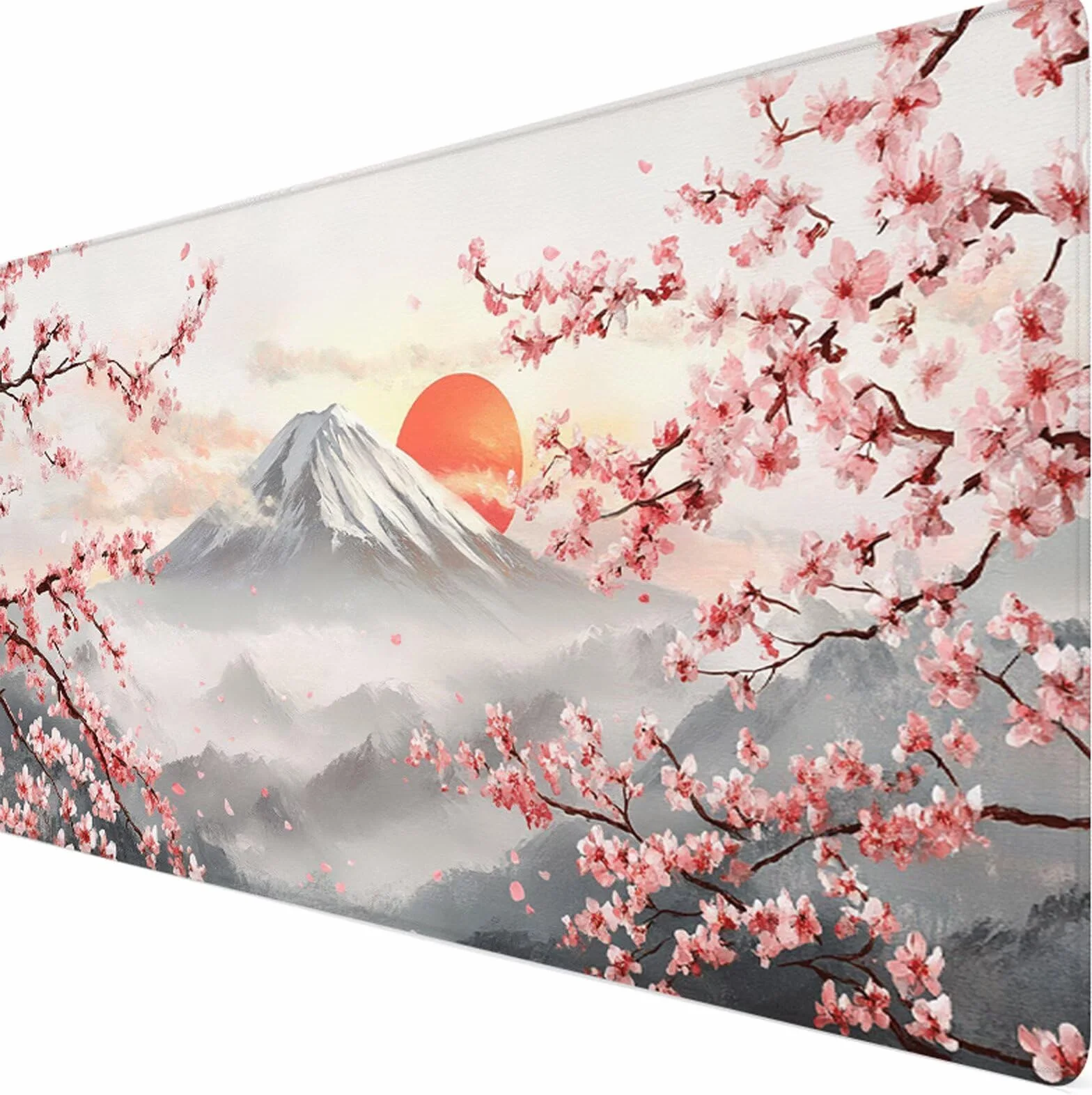 Japonia podkładka pod mysz dla graczy XXL 1000 x 500 x 3 mm podkładka pod mysz kwiaty wiśni, przeszyte krawędzie, wodoodporna i antypoślizgowa gumowa podstawa, komputer biurowy, gry, prezent dla