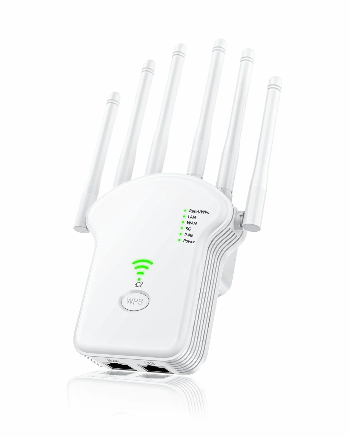 Wzmacniacz Wi-Fi 1200 Mbit/s (867 Mbit/s 5 GHz + 300 Mbit/s 2,4 GHz), wzmacniacz WiFi z trybem repeatera/router/punktem dostępu, przedłużacz zasięgu WiFi z portem LAN/WAN, nadaje się do domu