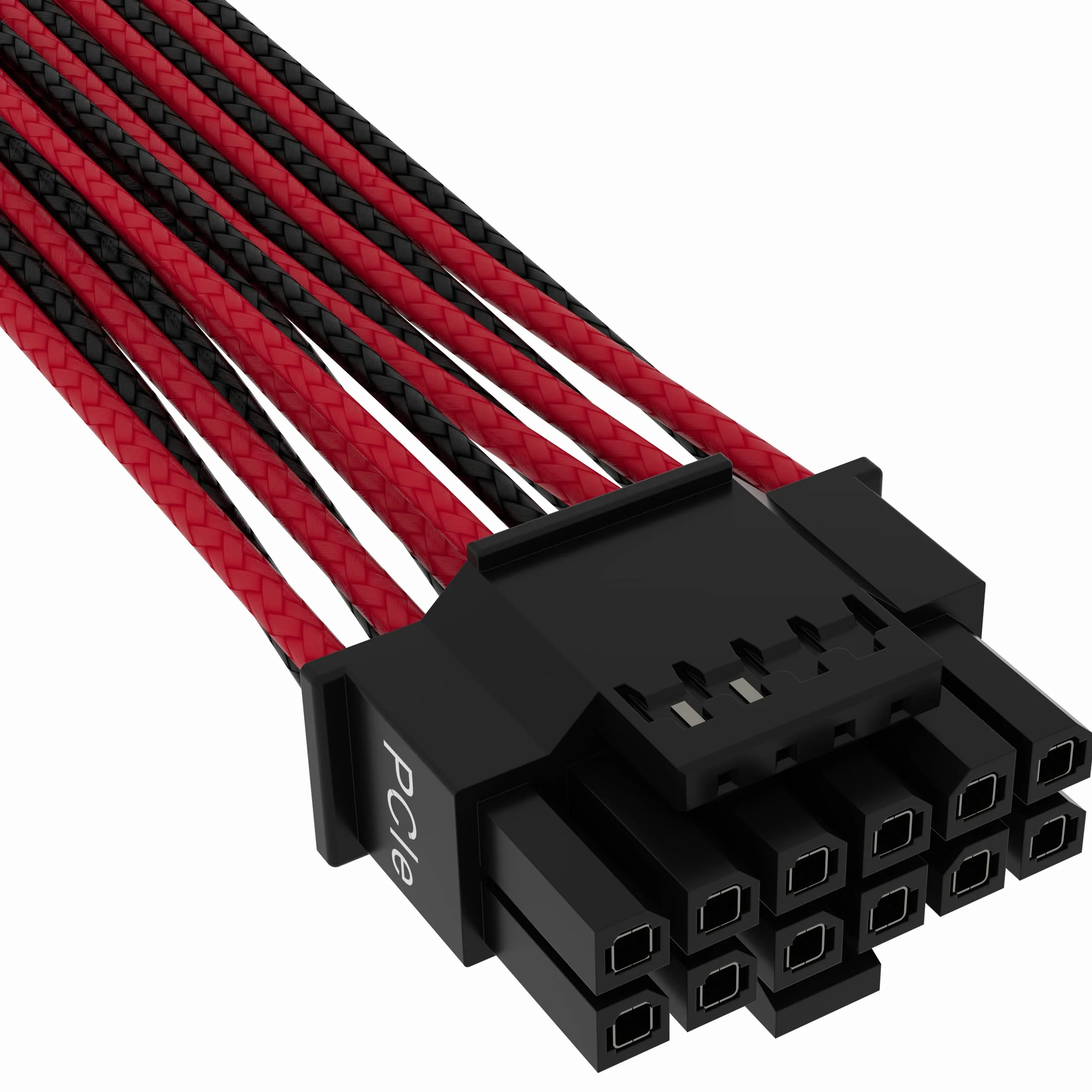 Corsair Premium 600 W PCIe 5.0 / Gen 5 12VHPWR Kabel zasilający - Nadaje się do zasilaczy typu 4 poprzez podwójne 8-pinowe złącze PCIe - 12+4-pinowe złącze - czarny/czerwony