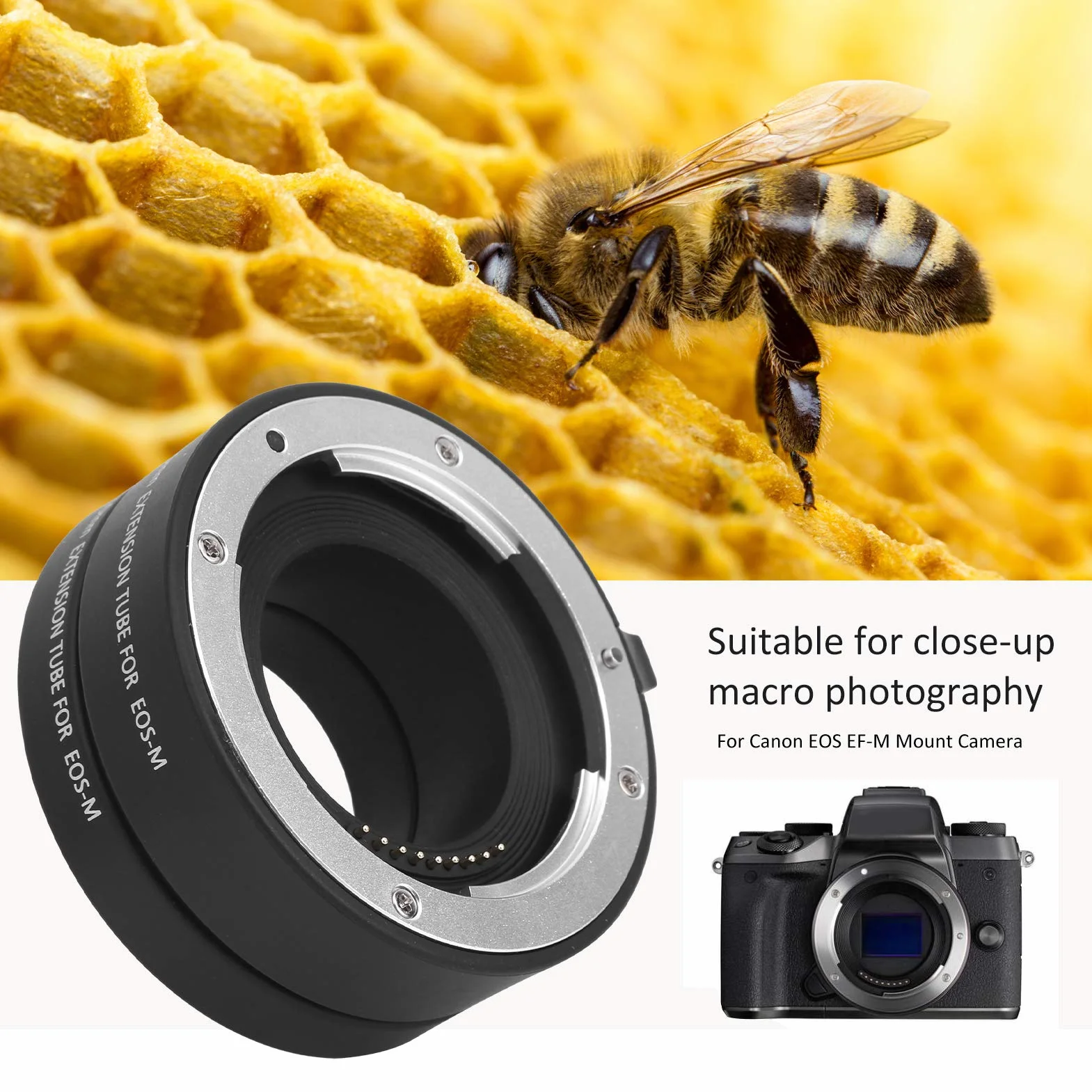 Zbliżenie Pierścień Pośredniczący Częściowe Makro Autofokus Rury Przedłużające 10mm 16mm do Aparatu EF-M Mocowanie Aparatu Fotografia Makro ze Stopu Aluminium ABS
