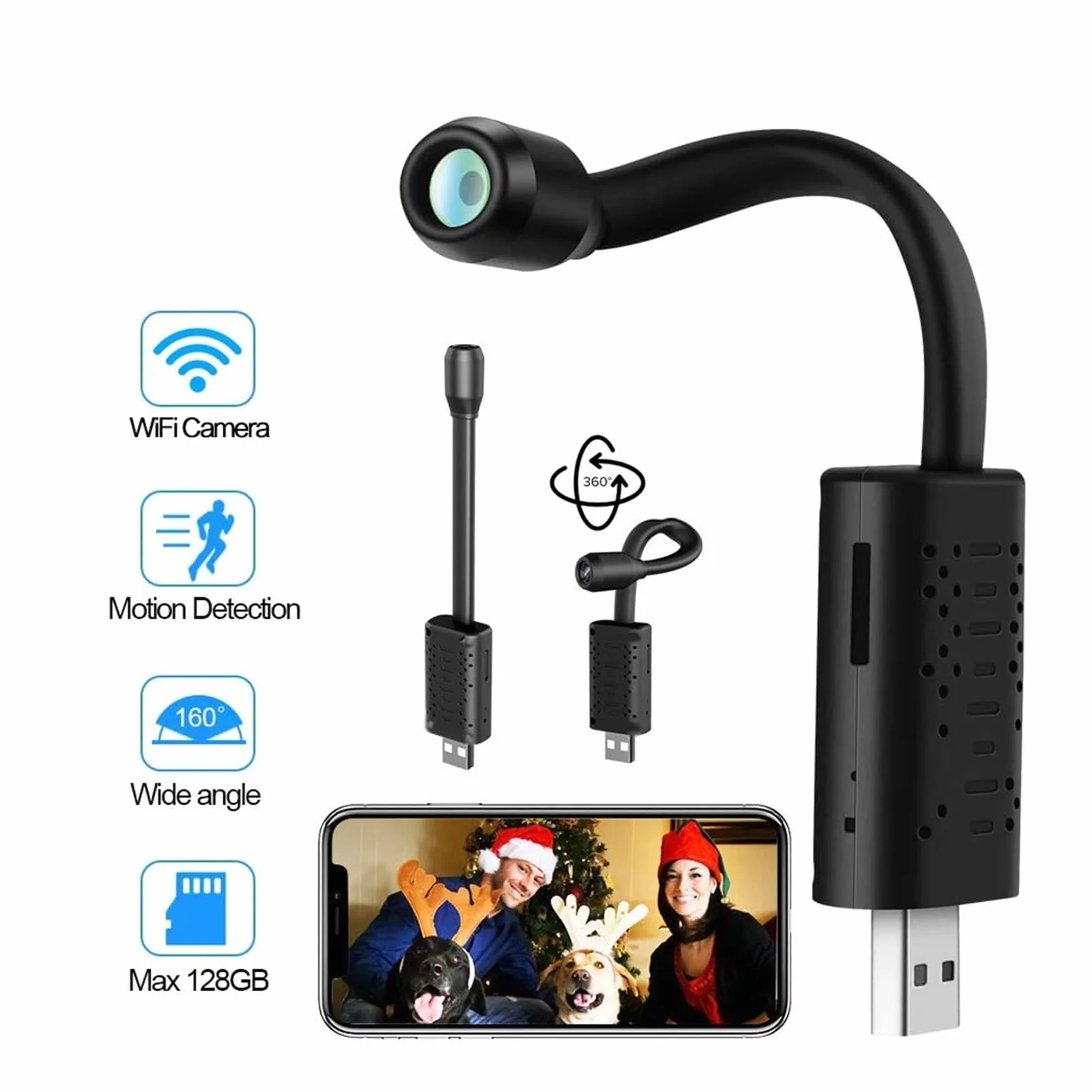 Kamera nasobna Mini aparat WIFI przenośny P2P IP/AP Zdalne sterowanie Usb. Kamera Micro Surveillance. HD 1080p. Obsługa wykrywania ruchu ukryta karta(Cam no Card,WIFI 1080P CAMERA)