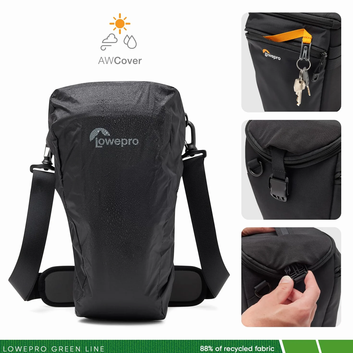 Lowepro ProTactic TLZ 75 Pro AW III torba na aparat fotograficzny Toploader do lustrzanek bezlusterkowych, obj. 6 l, wym. : 37 x 14 x 16 cm, do aparatów z założonym obiektywem, modułowa torba na