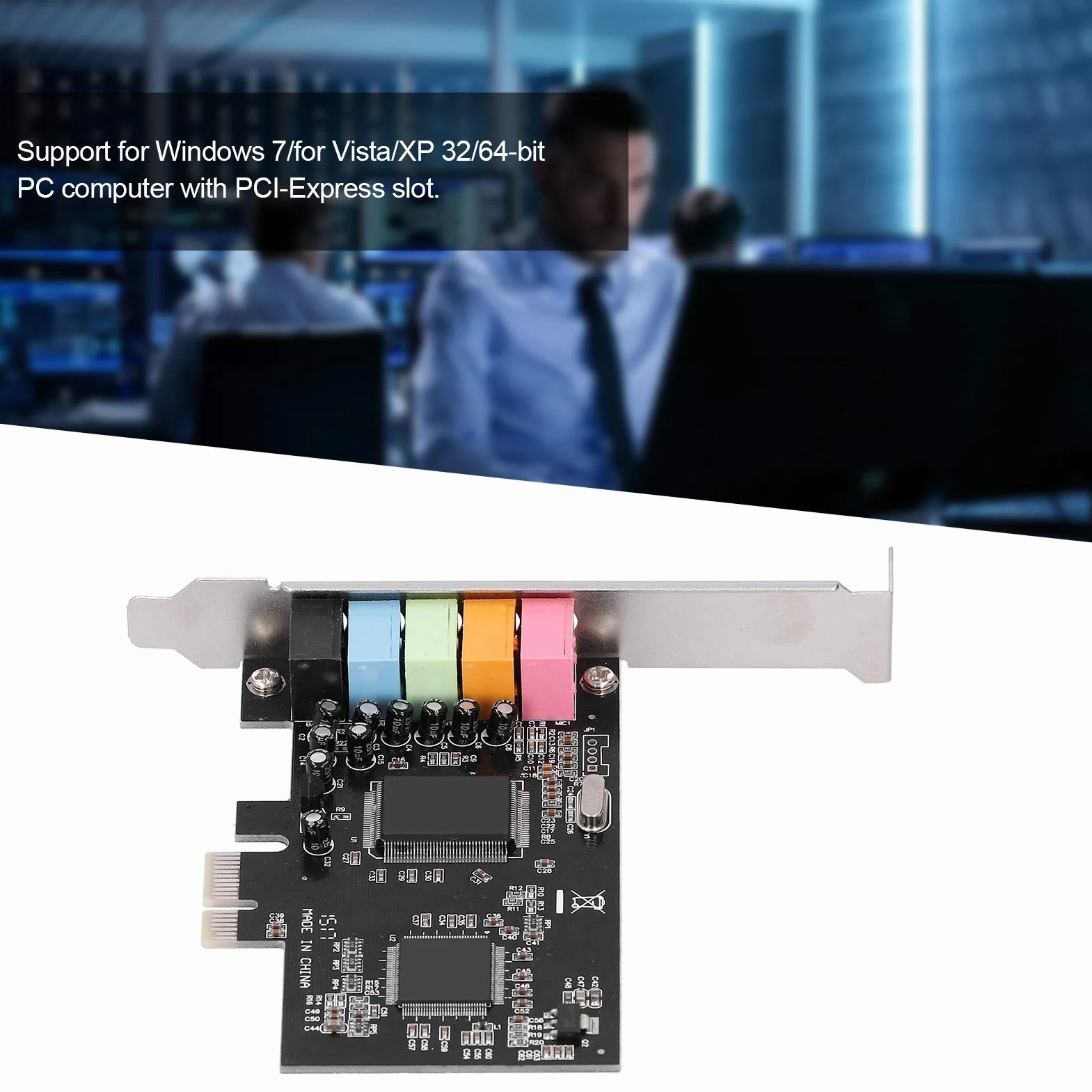5.1-kanałowa karta dźwiękowa PCI-Express z pełnym dupleksem, karta dźwiękowa stereo z chipem CMI8738, do systemu na komputer stacjonarny, komputer do kina domowego, duże gry 3D