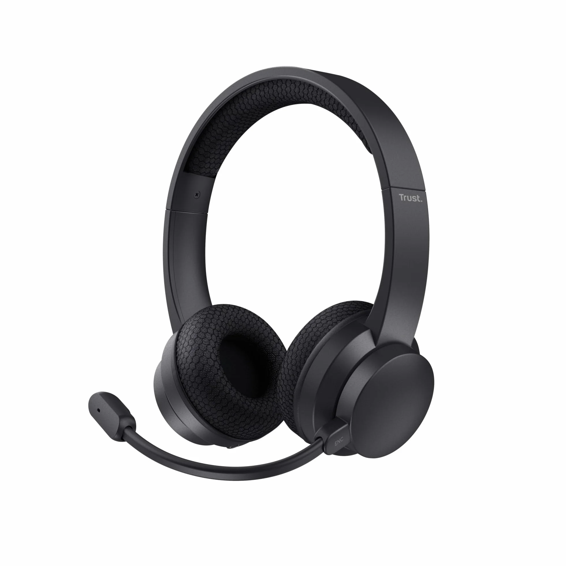 Trust Roha II nauszny bezprzewodowy zestaw słuchawkowy Bluetooth, czarny | mikrofon ENC, lekkie słuchawki z akumulatorem, 85% materiału z recyklingu, headset do PC Mac biura pracy Zoom Teams