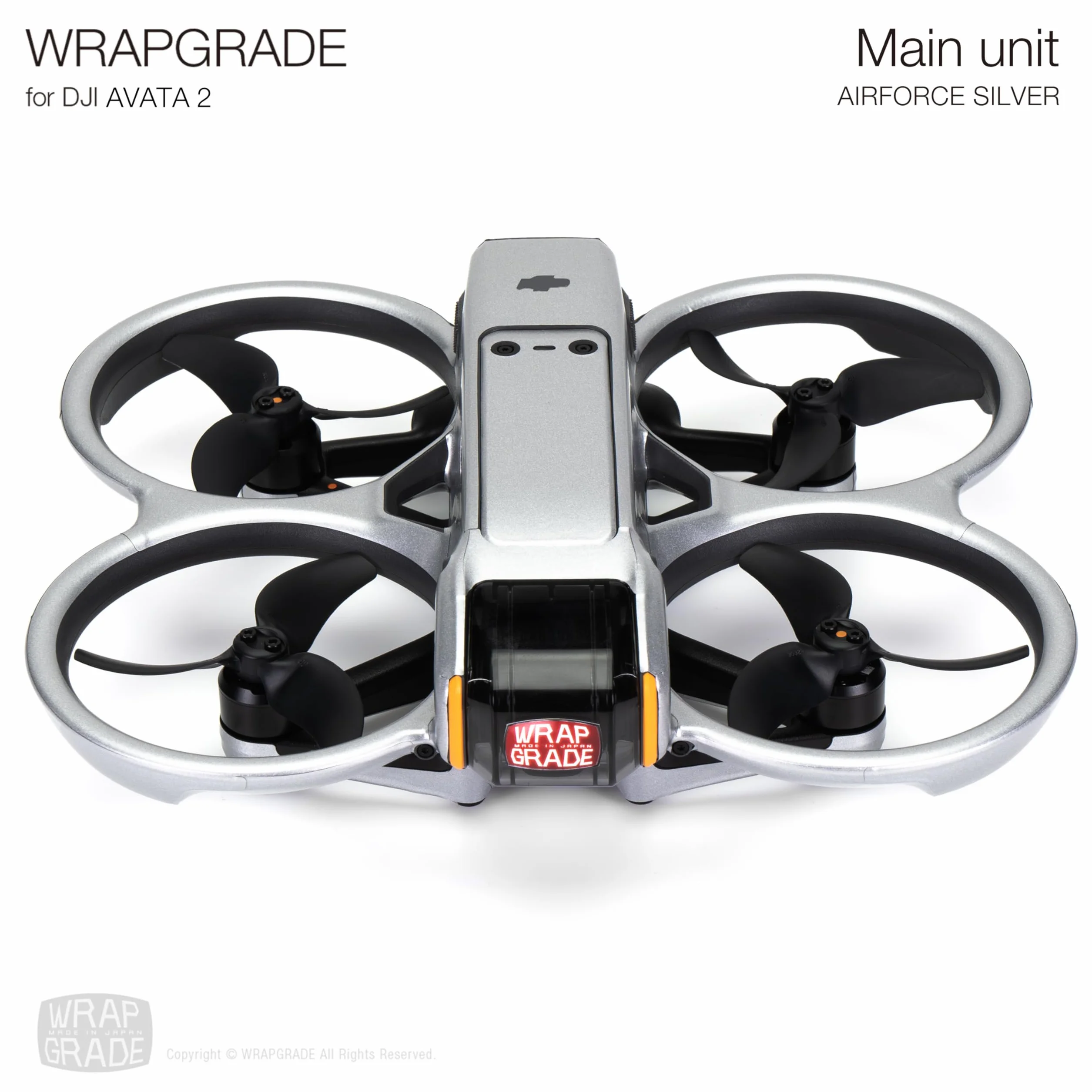 WRAPGRADE Naklejka skórna kompatybilna z DJI Avata 2 (Airforce Silver)