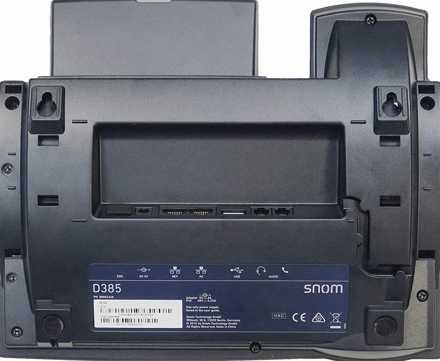 Snom Telefon biurkowy D385 IP, kolor + SmartScreen, 12 tożsamości SIP, przełącznik hakowy z czujnikiem, Bluetooth, USB, 48 kluczy samoopisujących (12 fizycznych), czarny, 0004340