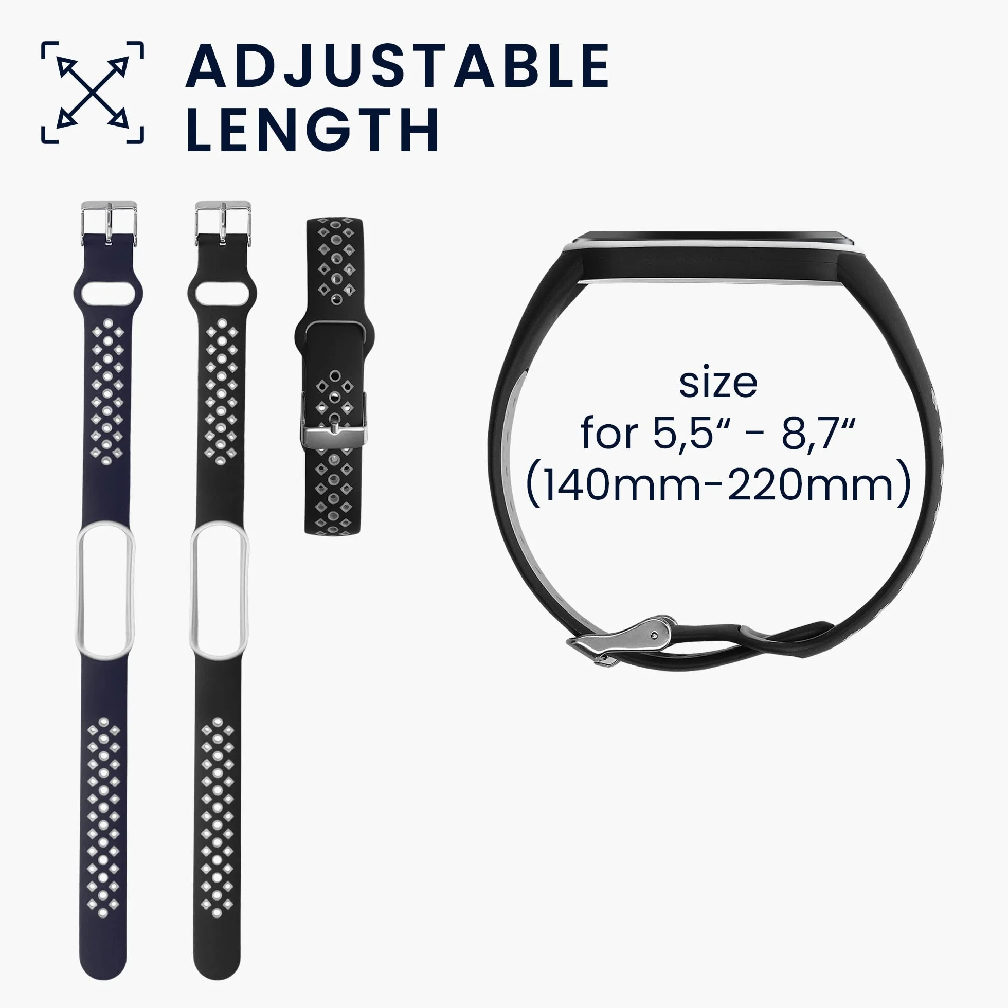 kwmobile 2 x pasek TPU silikonowa klamra kompatybilna z Xiaomi Mi Smart Band 6 / Mi Band 6 / Band 5 Pasek - paski 15,5-22 cm, L, silikon TPU