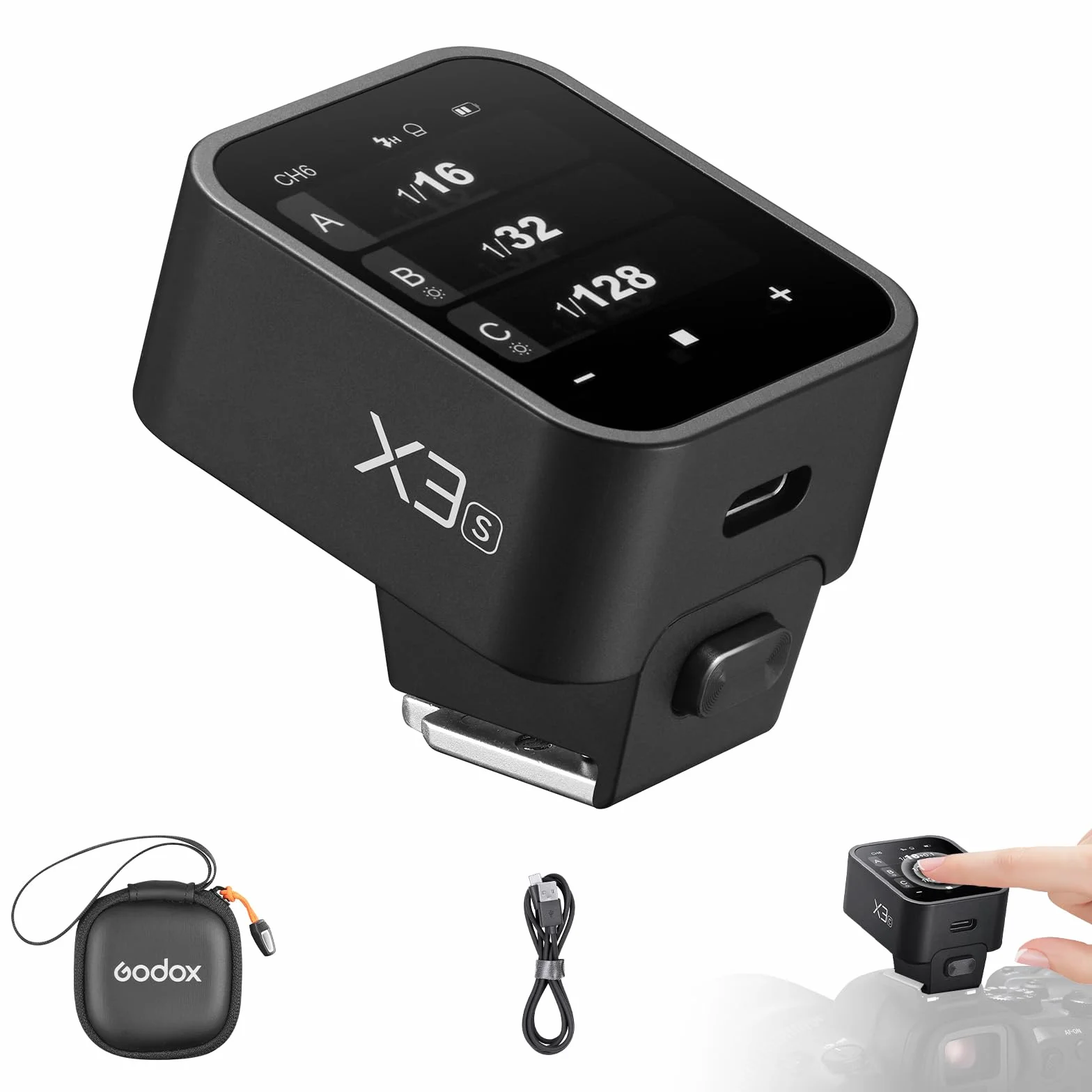Godox X3-S TTL Trigger Flash Wireless Duży ekran dotykowy OLED Tryb bezprzewodowy X 2,4 GHz wbudowany port USB 32 kanały 16 grup kompatybilnych z aparatem Sony