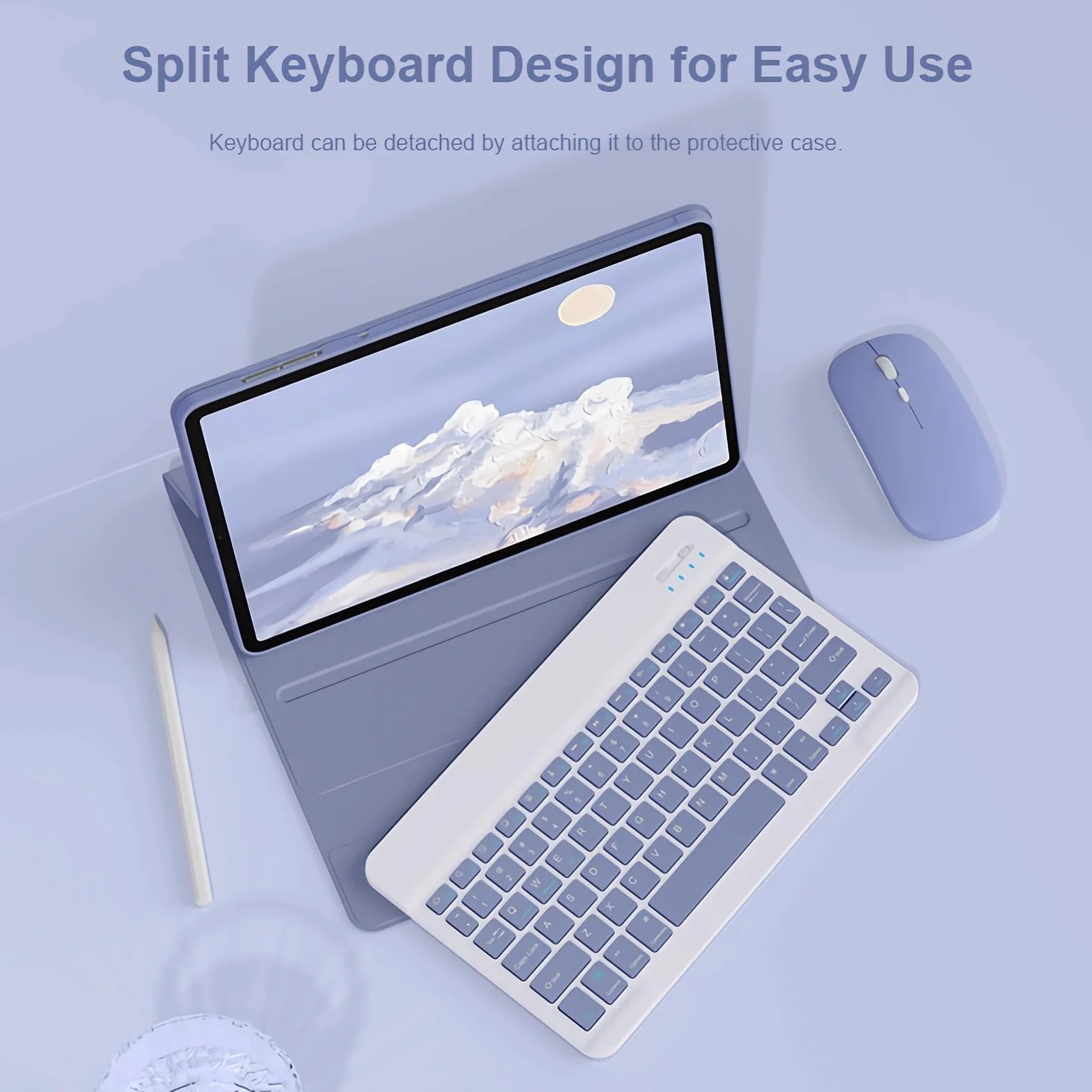 Etui z klawiaturą do Redmi Pad Pro 12.1", 7 Kolorów Podświetlenia, Magnetyczna Odłączana Podświetlenia Klawiatura Bezprzewodowa z Myszą Bluetooth,Blue