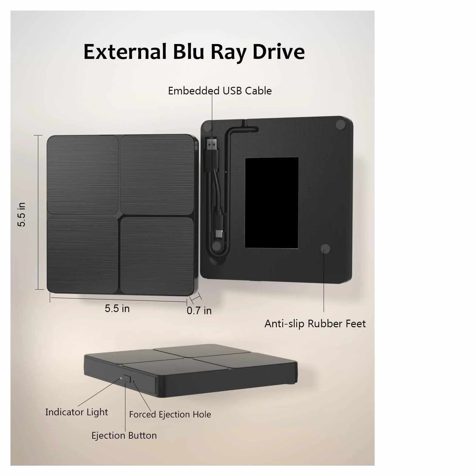 Przenośny odtwarzacz DVD, Zewnętrzny odtwarzacz Blu-Ray USB3.0 3D Nagrywarka CD DVD-ROM Napęd optyczny Czytnik płyt do laptopa