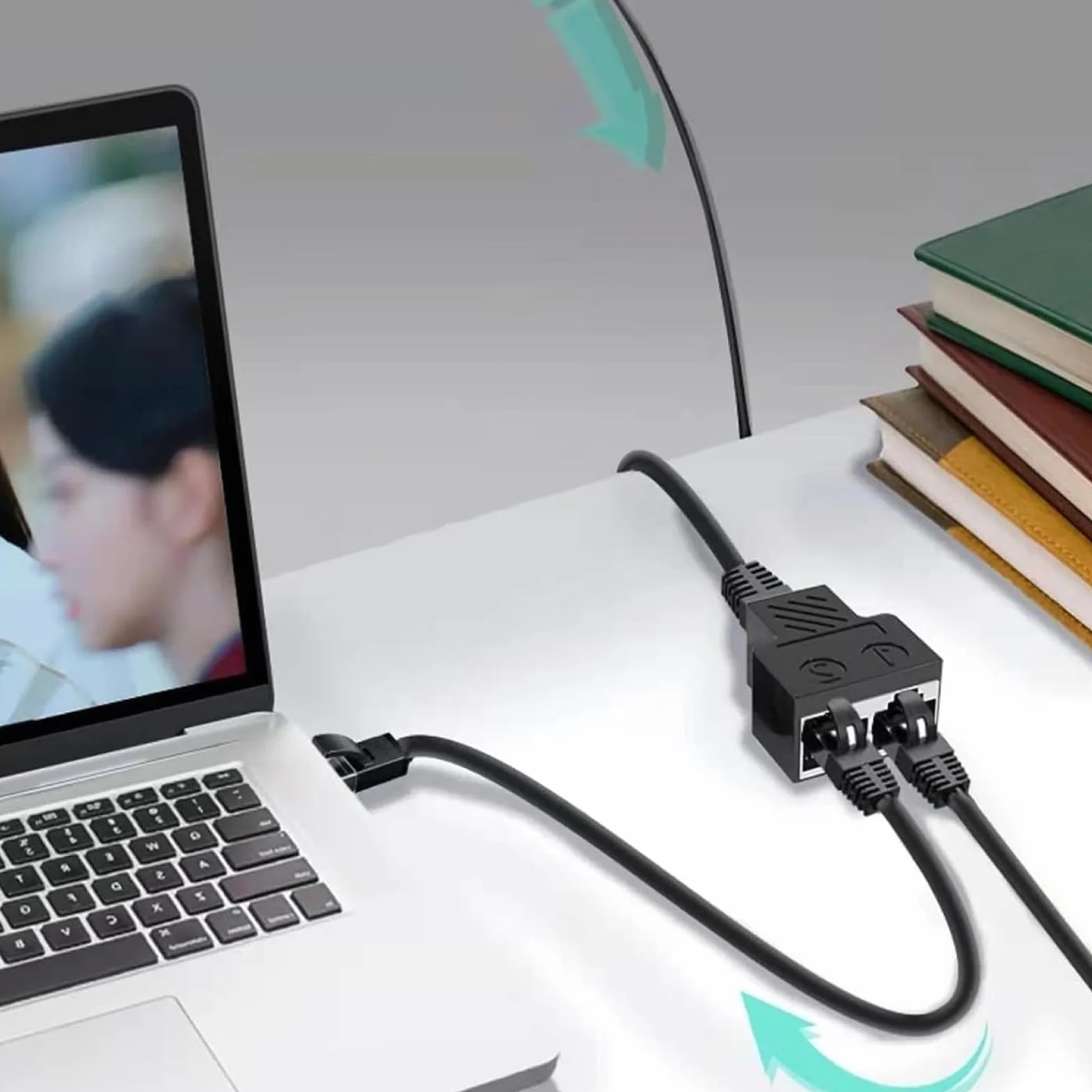 2 sztuki dzielników RJ45, przełącznik Ethernet Splitter, dwuportowy adapter złącza sieciowego, konwerter kabla internetowego typu plug and play
