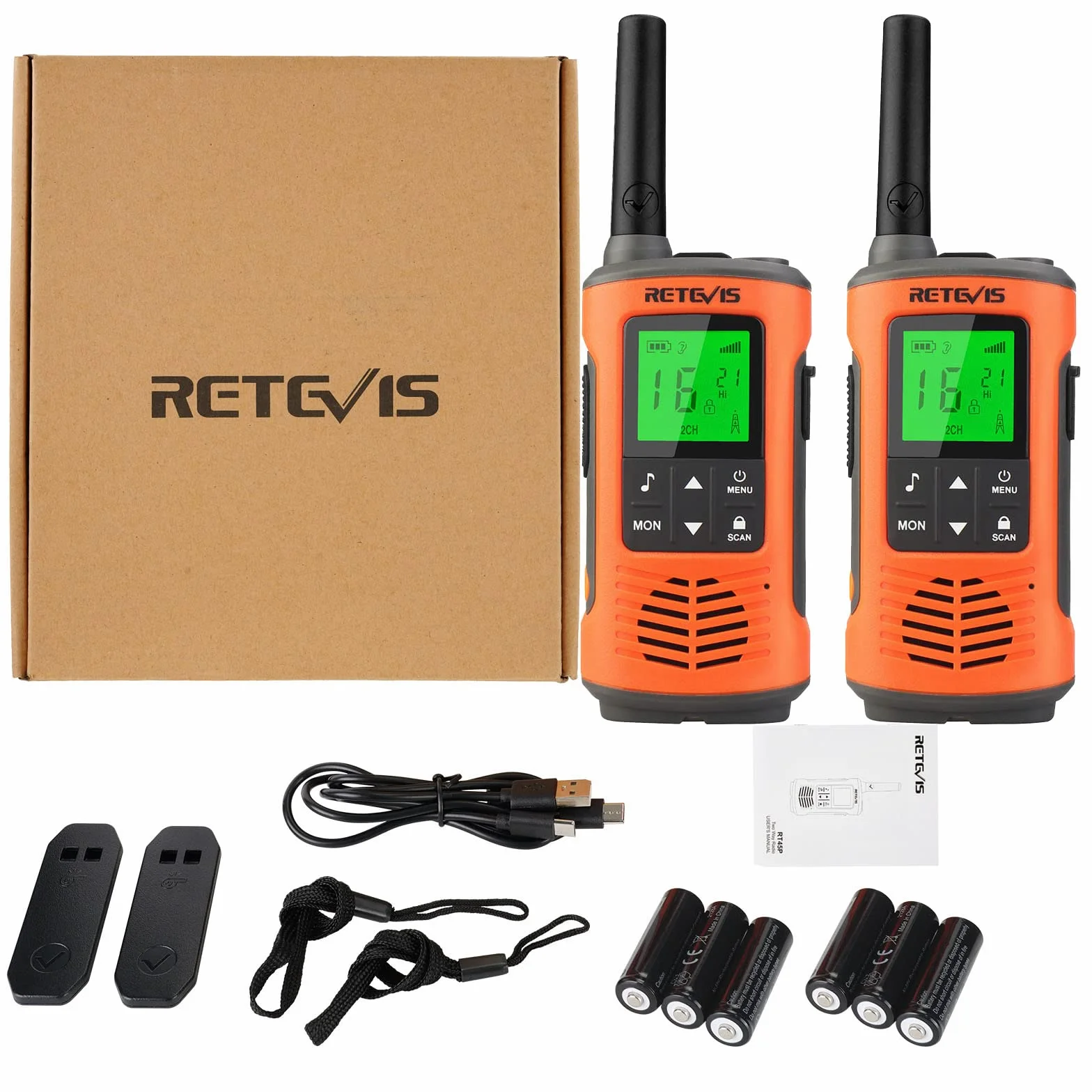 Retevis RT45P Walkie Talkie, Wodoodporność IP67, Bezpłatna Licencja Pmr446, Z Akumulatorem Aa Do Jazdy Na Nartach Dla Dorosłych Zajęcia Na Świeżym Powietrzu, Ratować, Nagły Wypadek (2Sztuki)