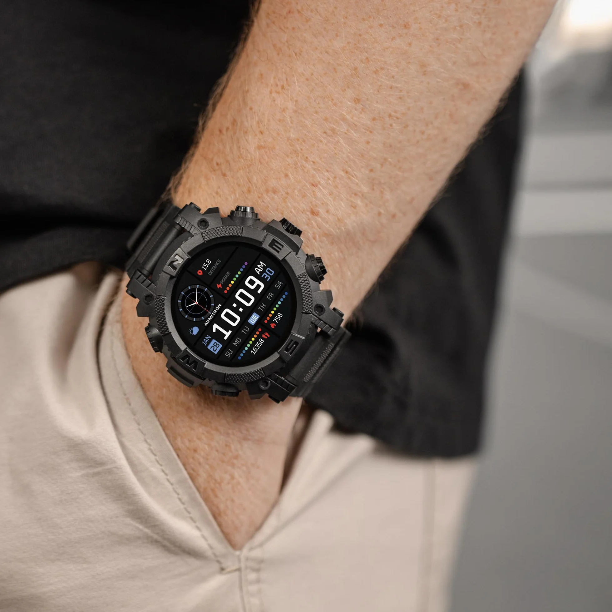 Reflex Active Męski smartwatch sportowy serii 38 z ponad 100 trybami sportowymi, odbieranie/połączenia, śledzenie fitness, tętno, odtwarzacz muzyczny i