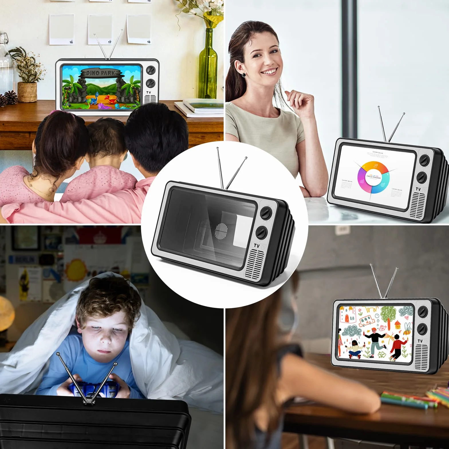 STEBRUAM Lupa ekranu 30.5 cm, cienki wzmacniacz do telefonu komórkowego 3D do oglądania filmów, składany ekran, powiększony stojak lustrzany, 4 razy 3D, do telefonu komórkowego (pomarańczowy)